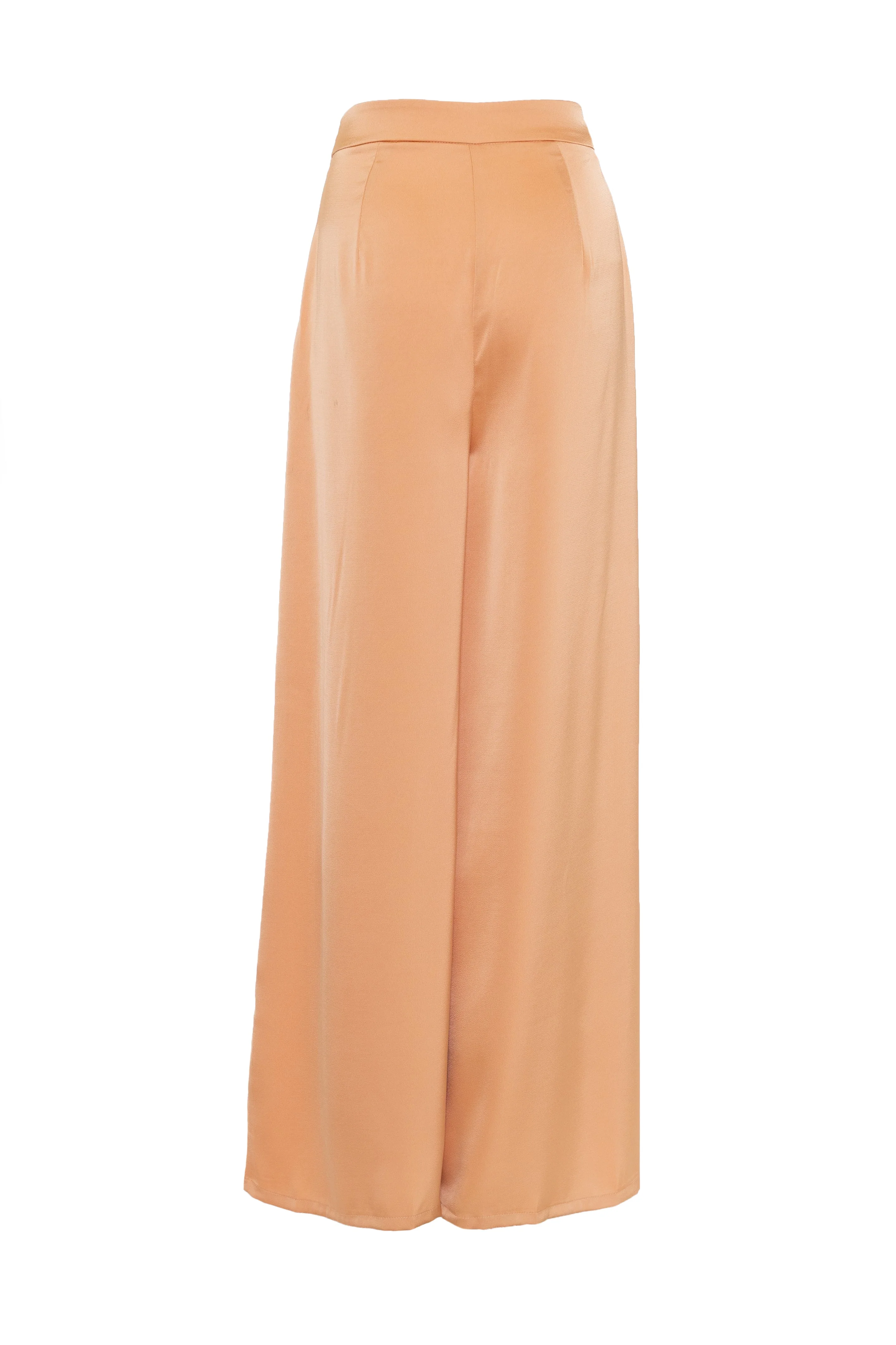 Glamorous Modesty Womens Apricot Wide Leg Satin Trousers. - Image 2