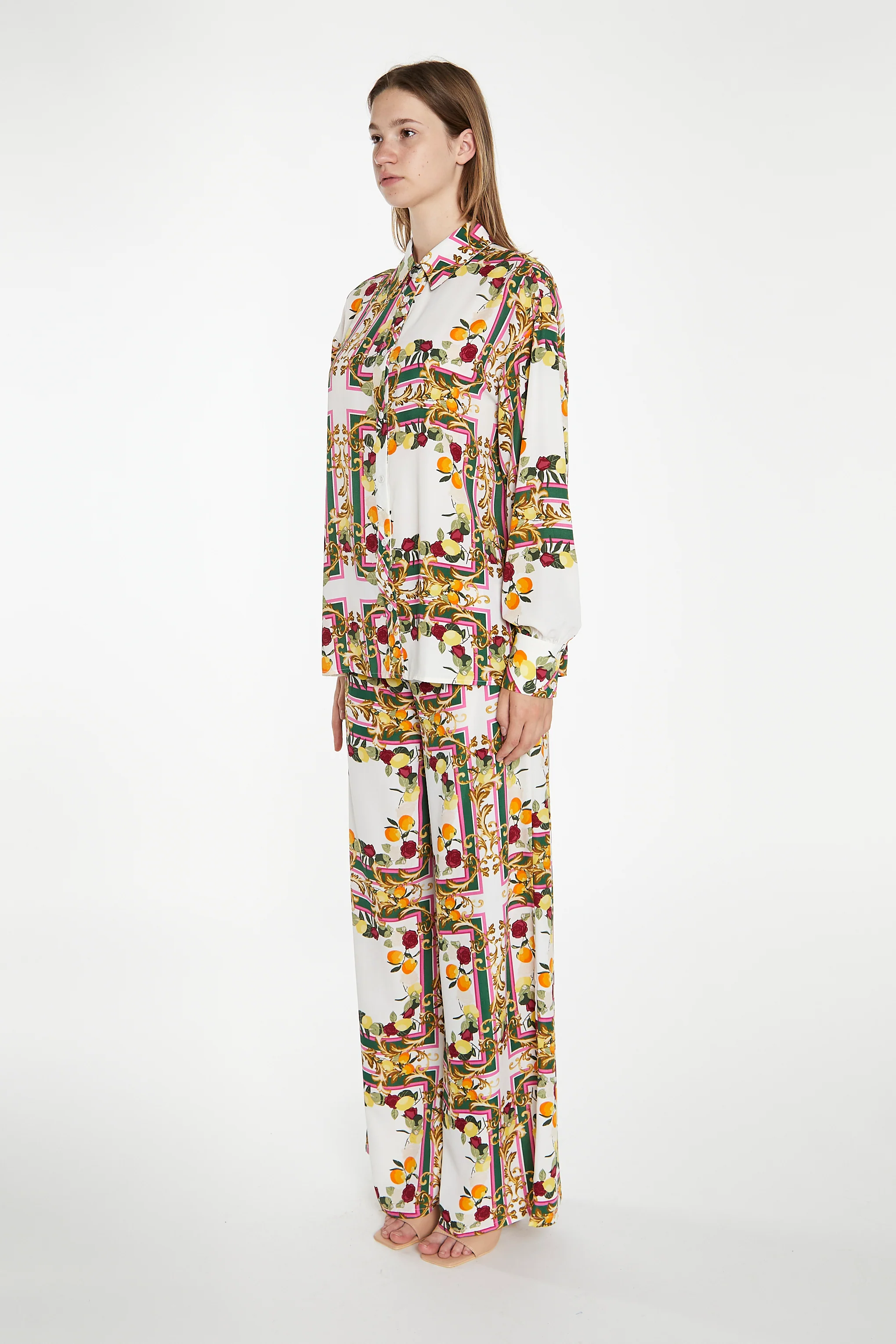 Citrus Scarf Print Wide Leg Trousers - Image 2