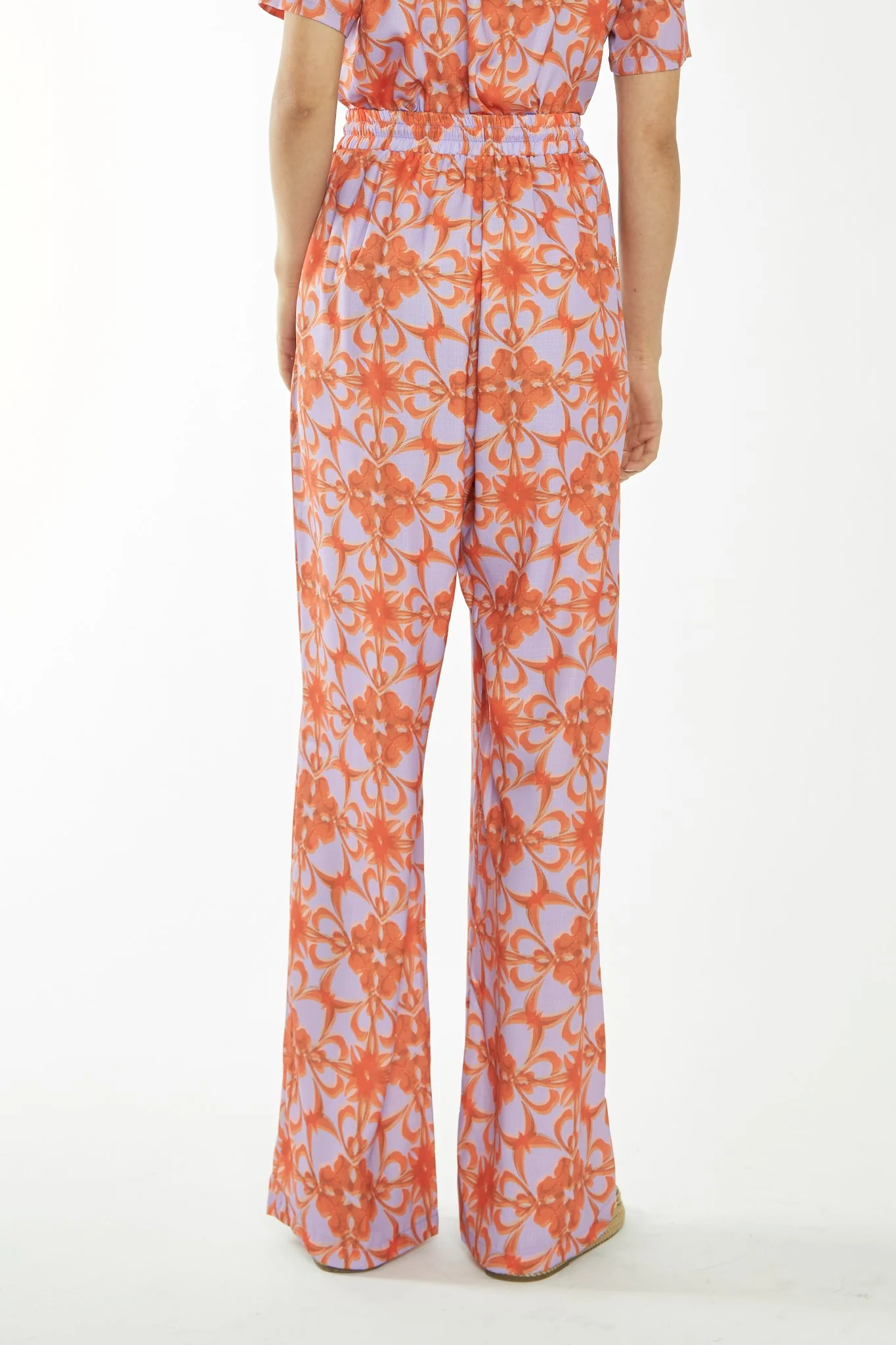 Lilac-Orange Tribal Print High-Waisted Trousers - Image 2