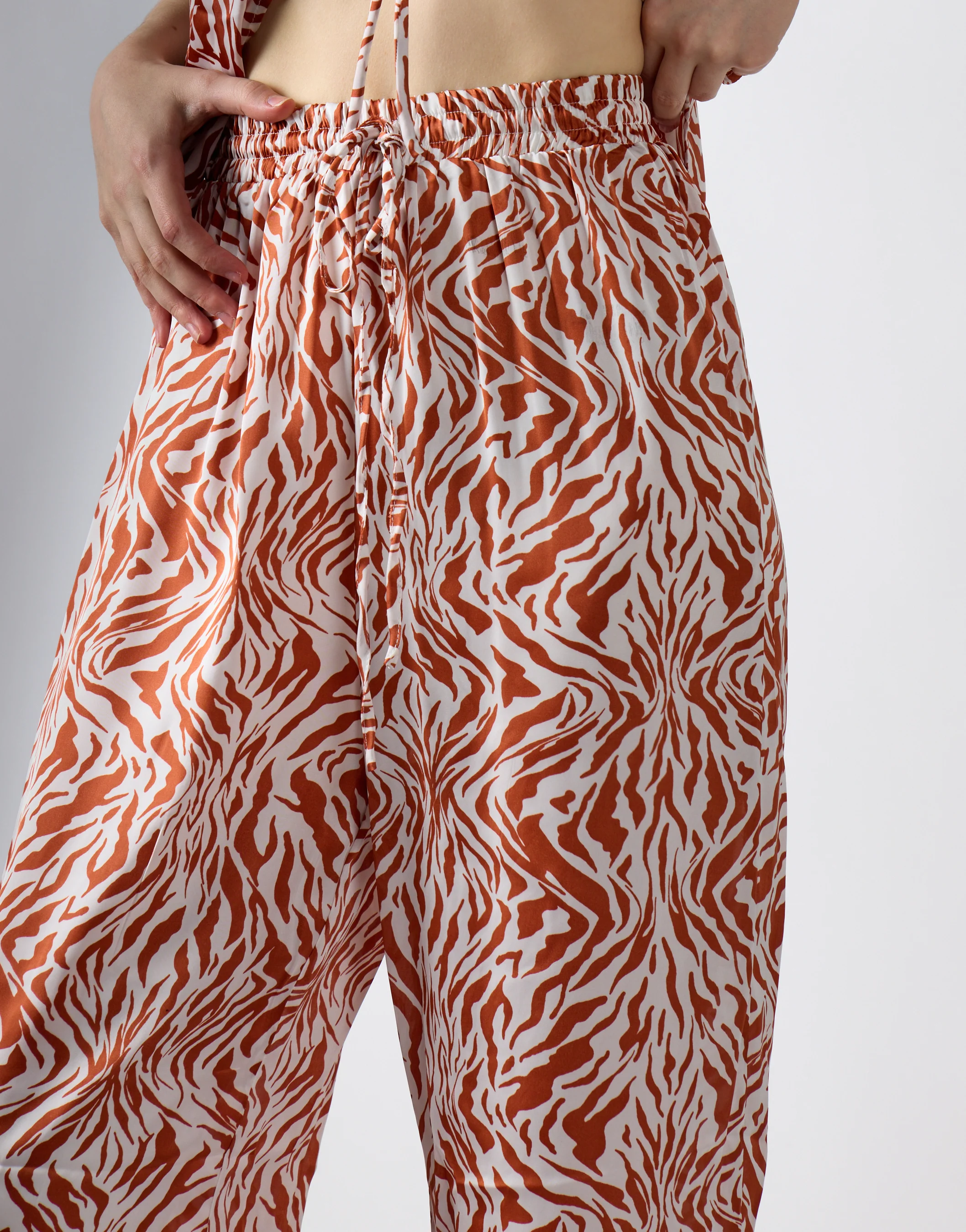 Glamorous Care Tan Zebra Print High Waisted Trousers - Image 3