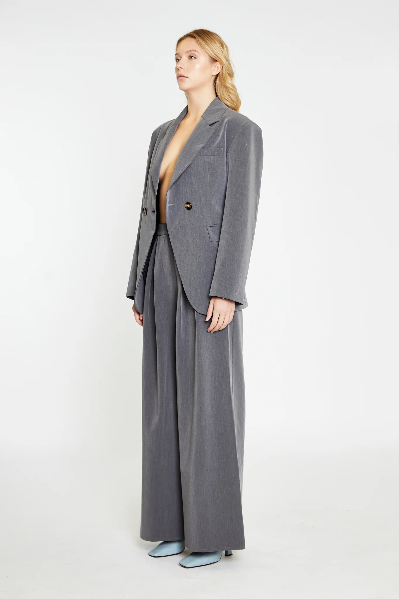 Dark-Grey High-Waisted Wide-Leg Trousers - Image 4