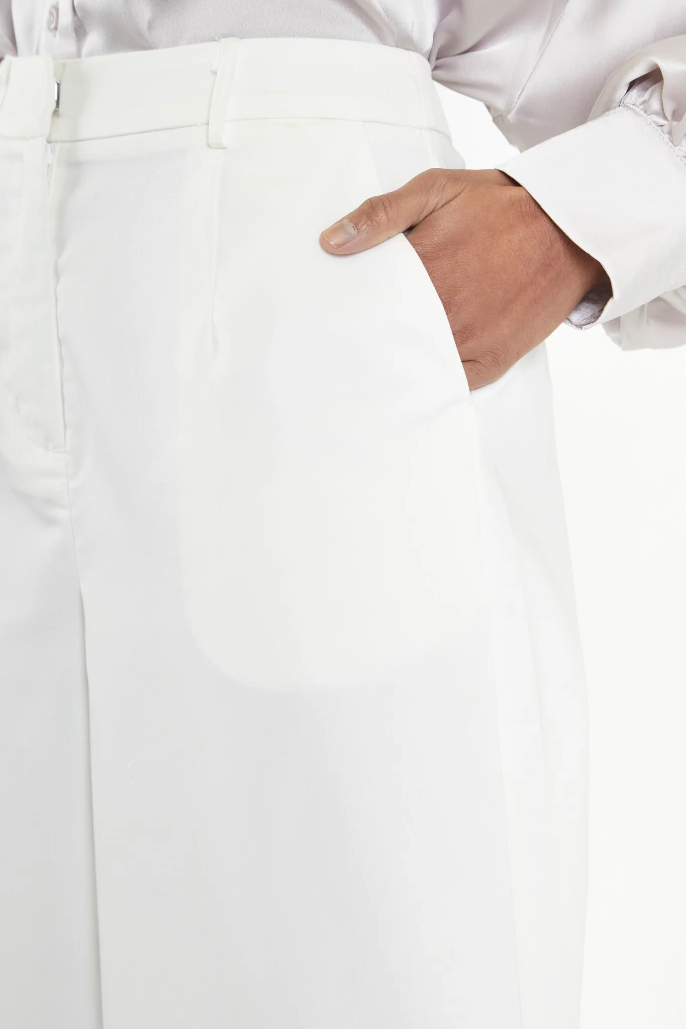 White Wide Leg Trousers - Image 4