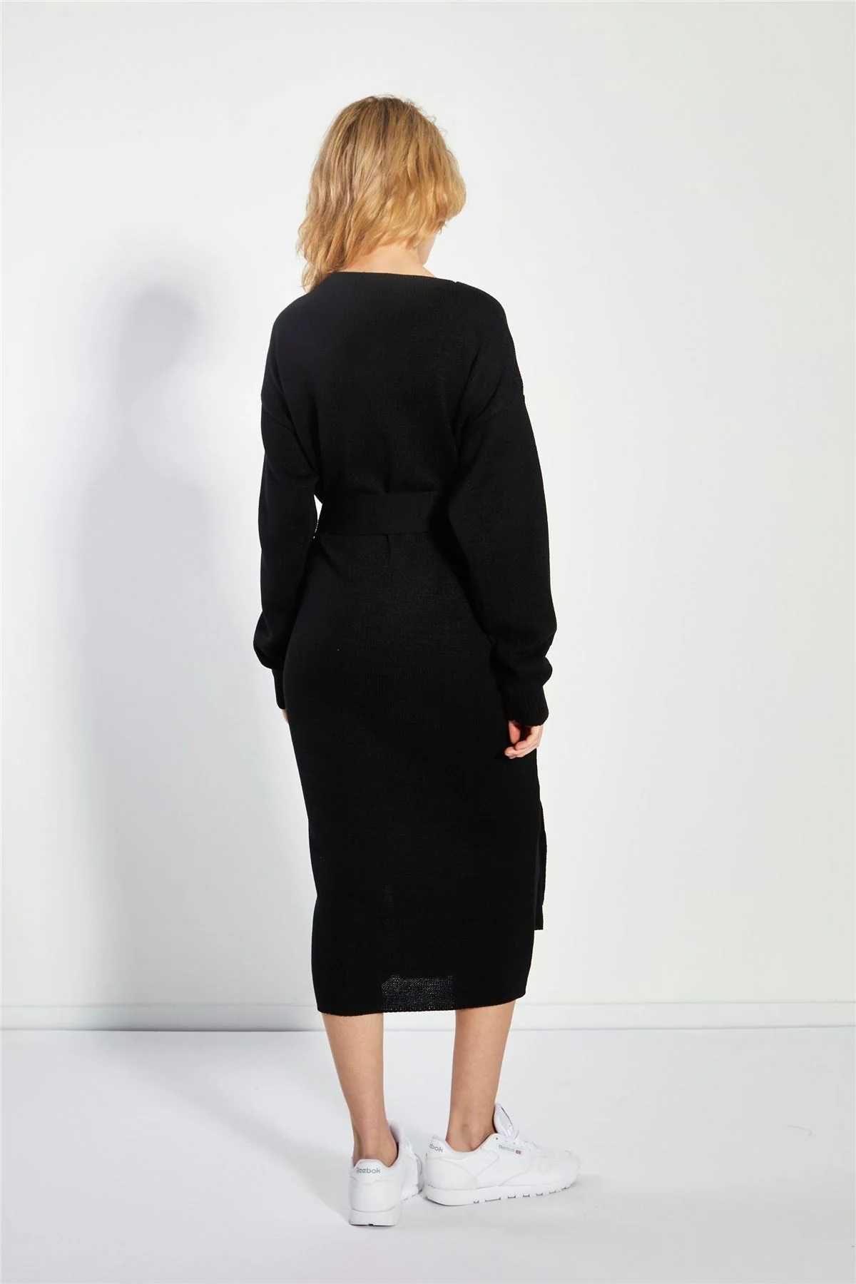 Glamorous Women's Black Tie-Waist Knitted Midi-Dress - Image 8