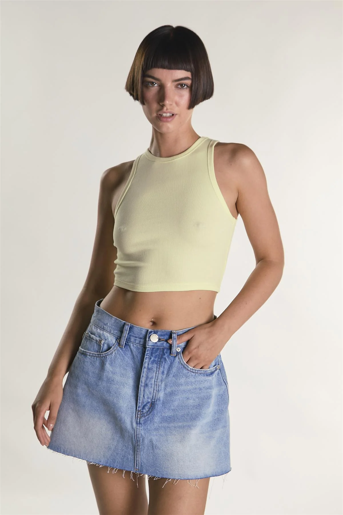 Lemon Sleeveless Ribbed Racerback Crop-Top - Image 3