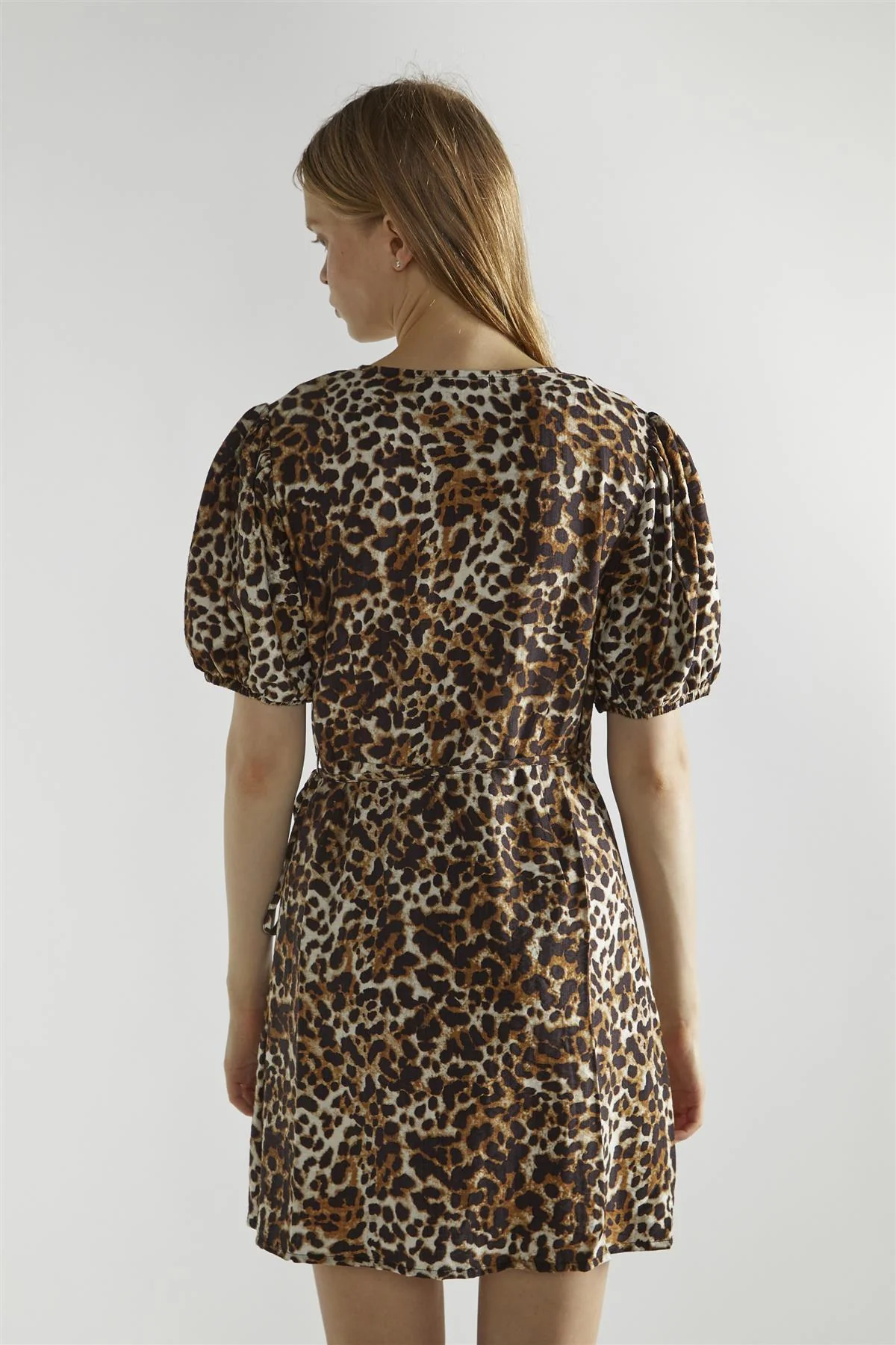 Leopard V-Neck Wrap Mini-Dress - Image 2