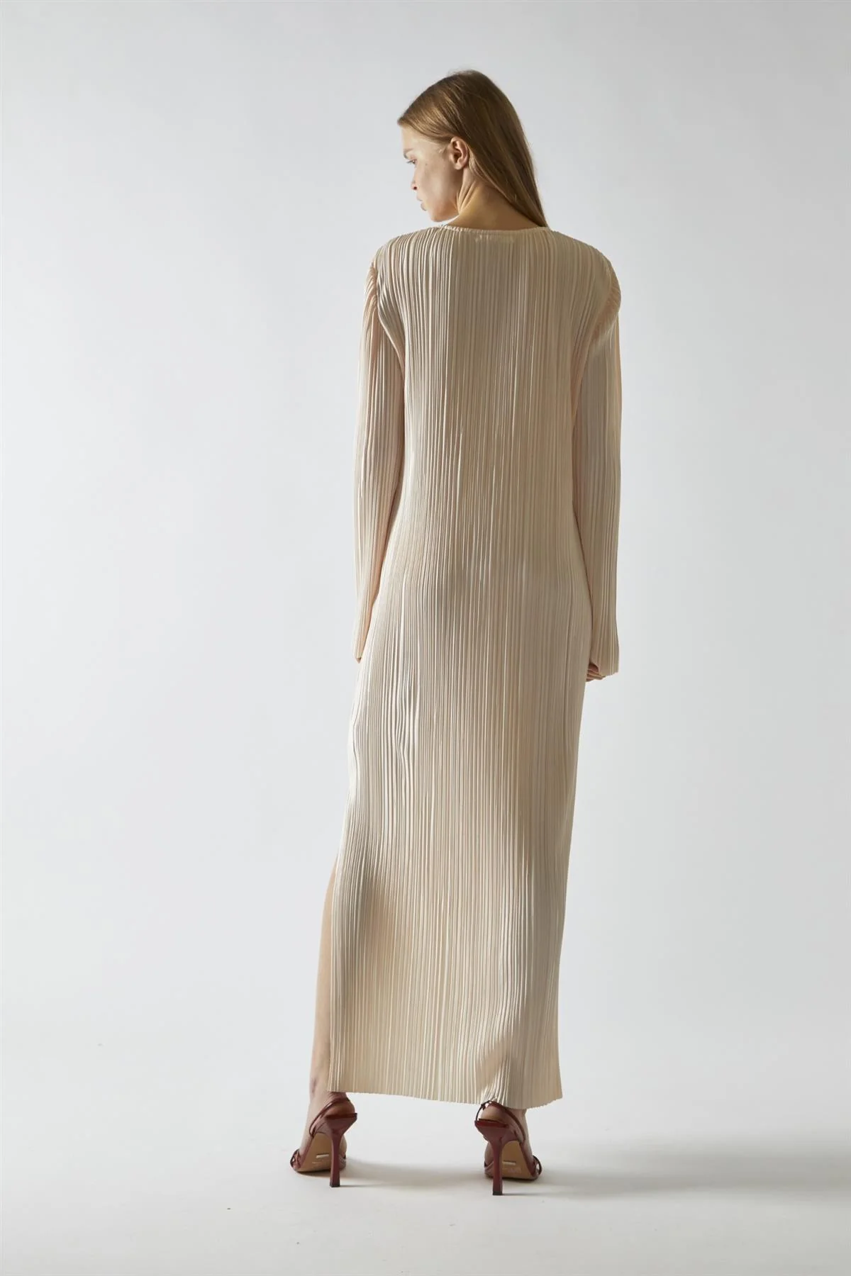 Light-Apricot Plisse Midaxi-Dress - Image 2