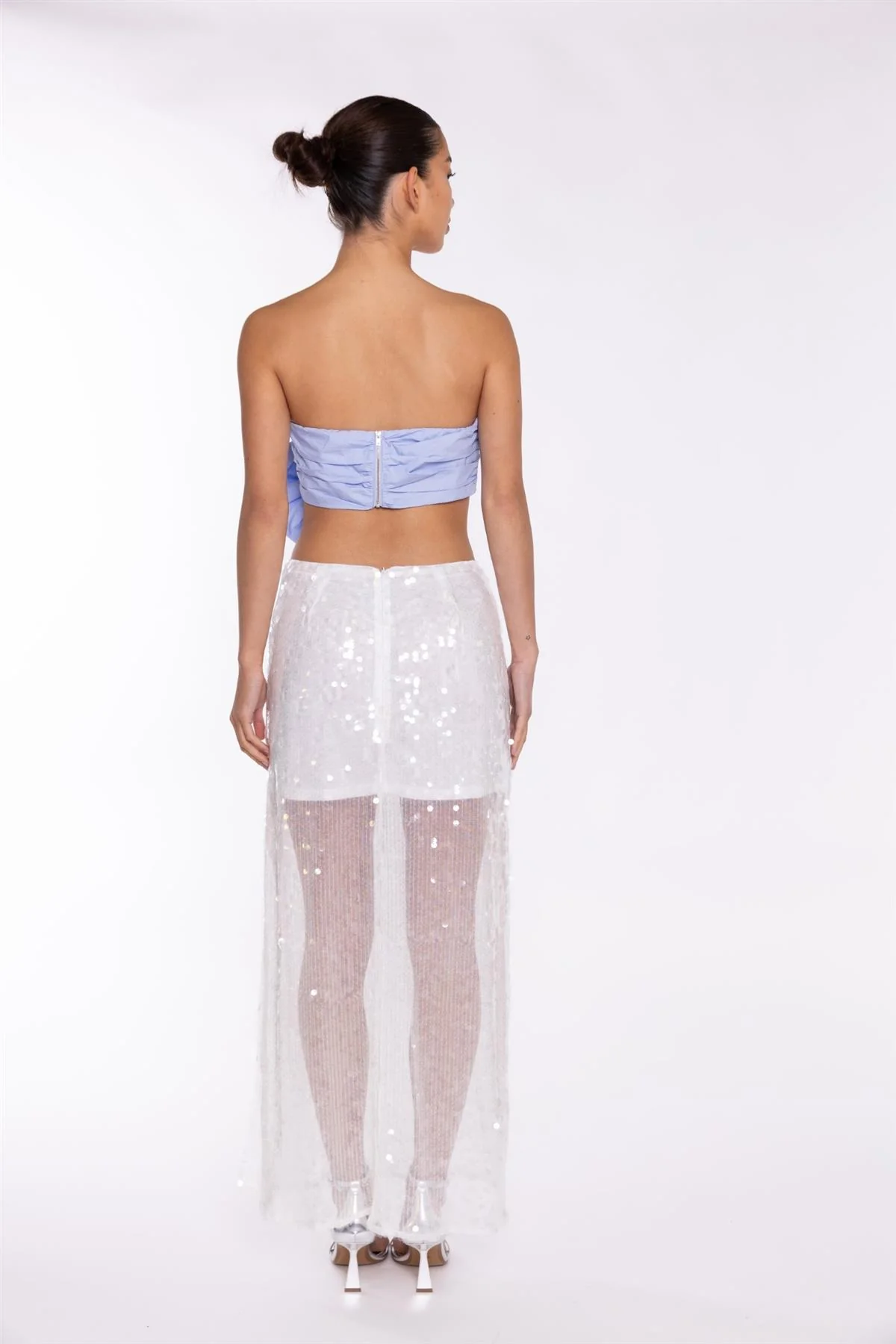 Light-Blue 3D Corsage Crop-Top - Image 2