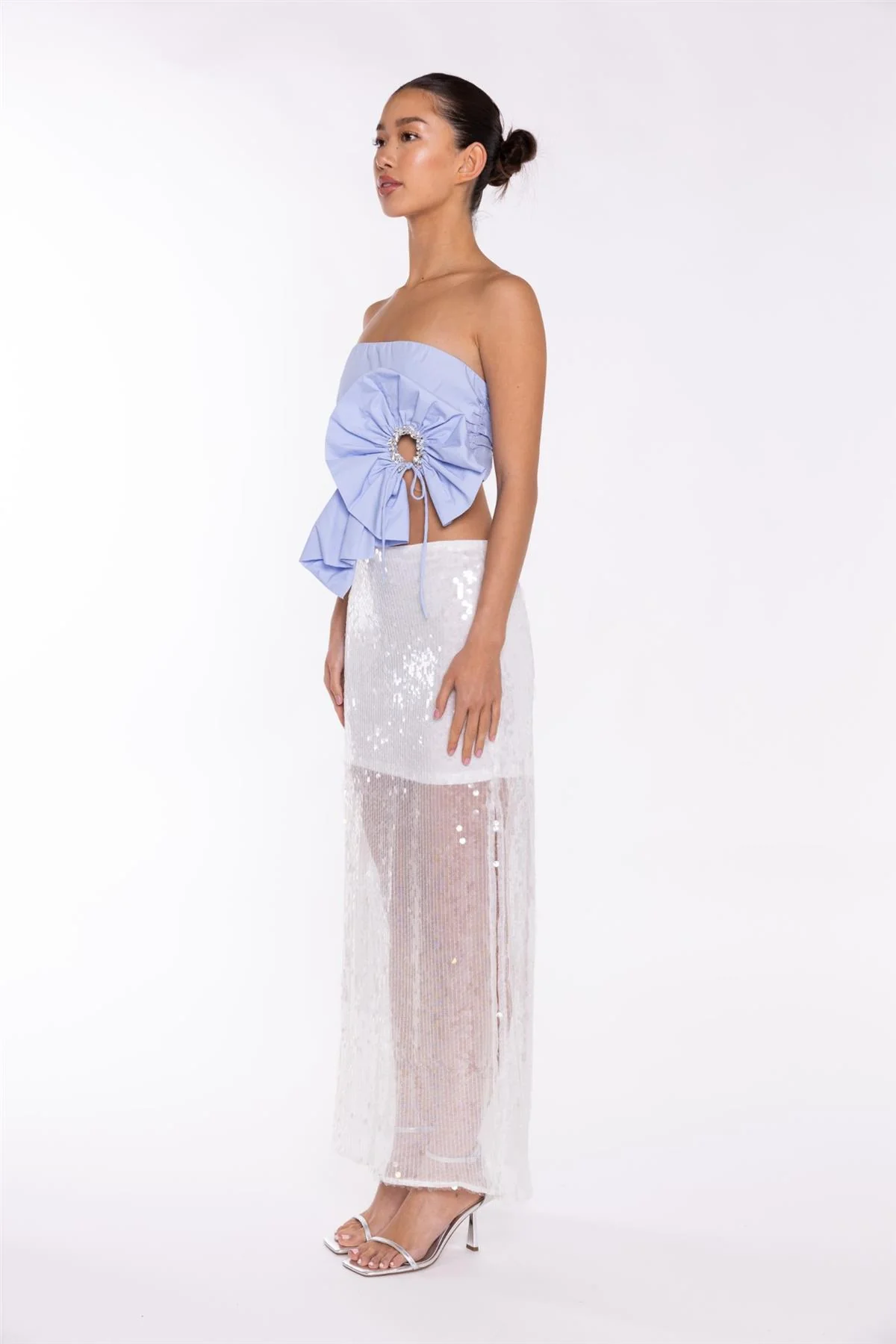 Light-Blue 3D Corsage Crop-Top - Image 4