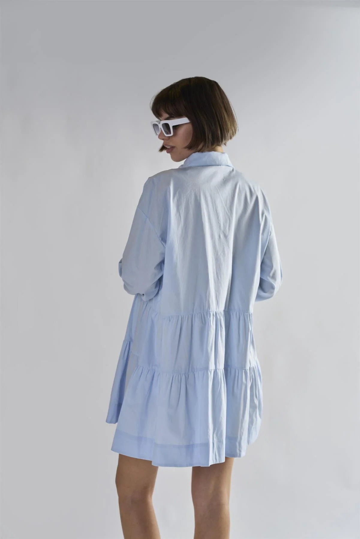 Light-Blue Collared-Skater-Mini-Dress - Image 2