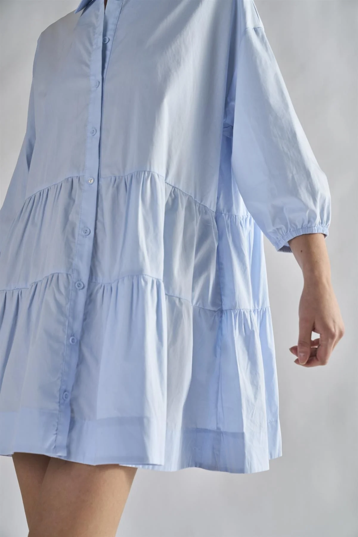 Light-Blue Collared-Skater-Mini-Dress - Image 4