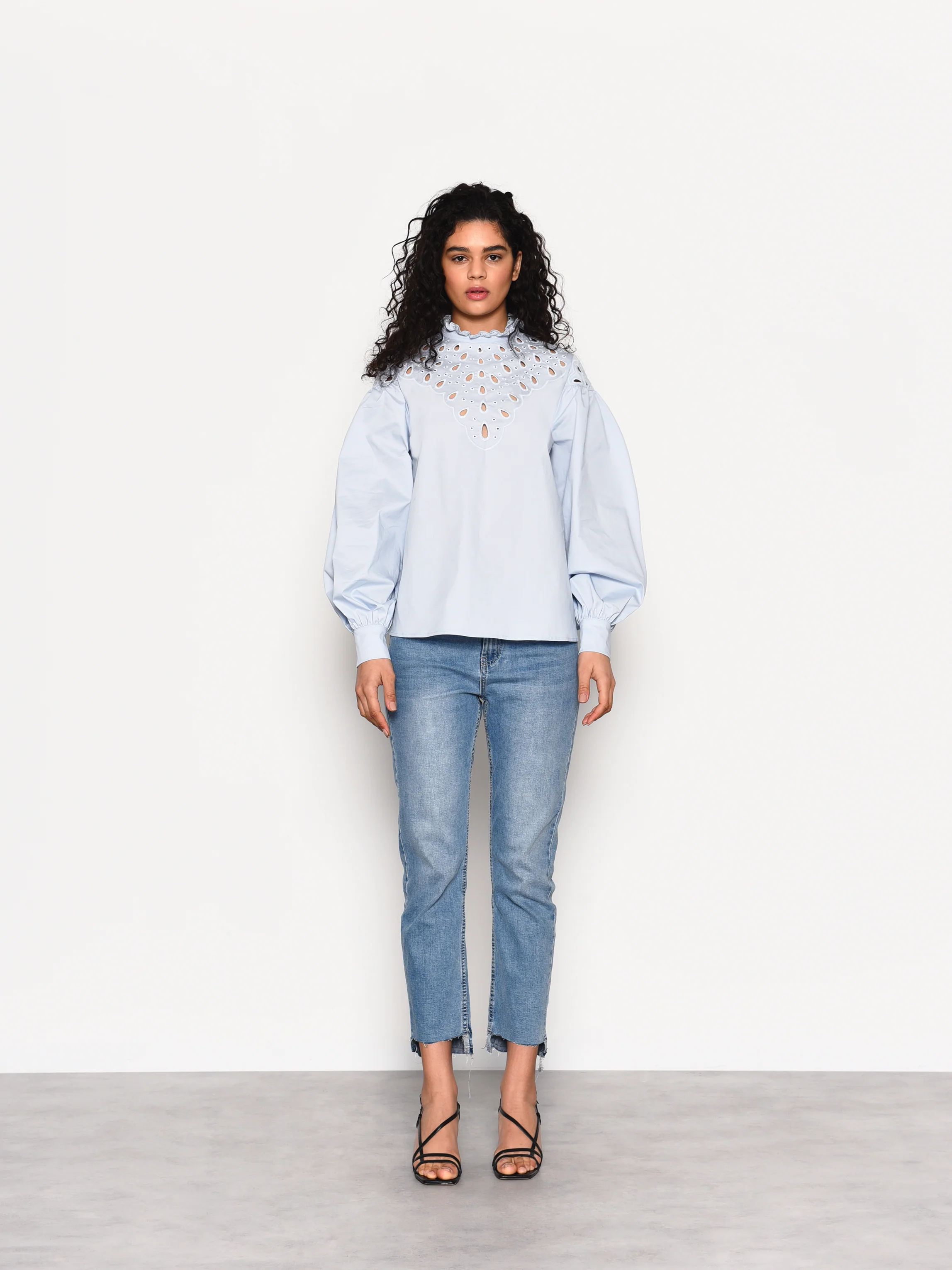 Glamorous Light Blue Puff Sleeve Blouse