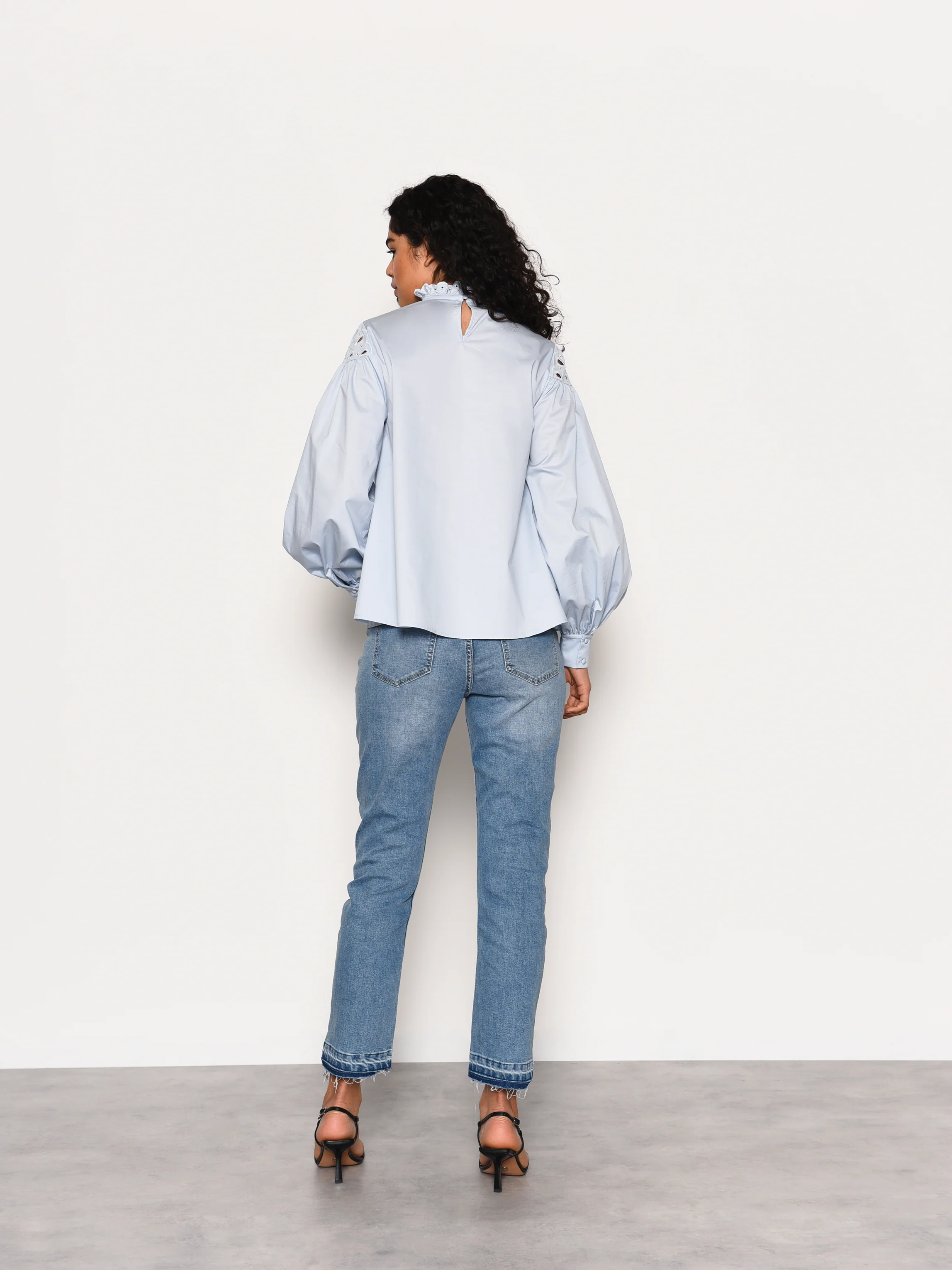 Glamorous Light Blue Puff Sleeve Blouse - Image 2