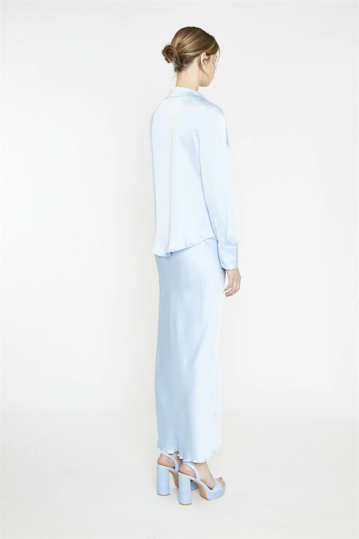 Light-Blue Satin Classic-Shirt - Image 2