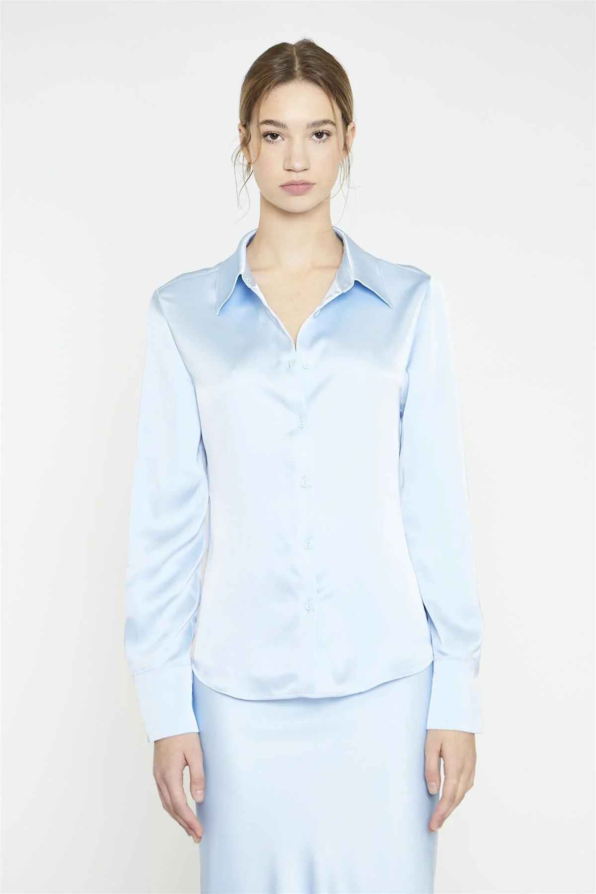 Light-Blue Satin Classic-Shirt - Image 4