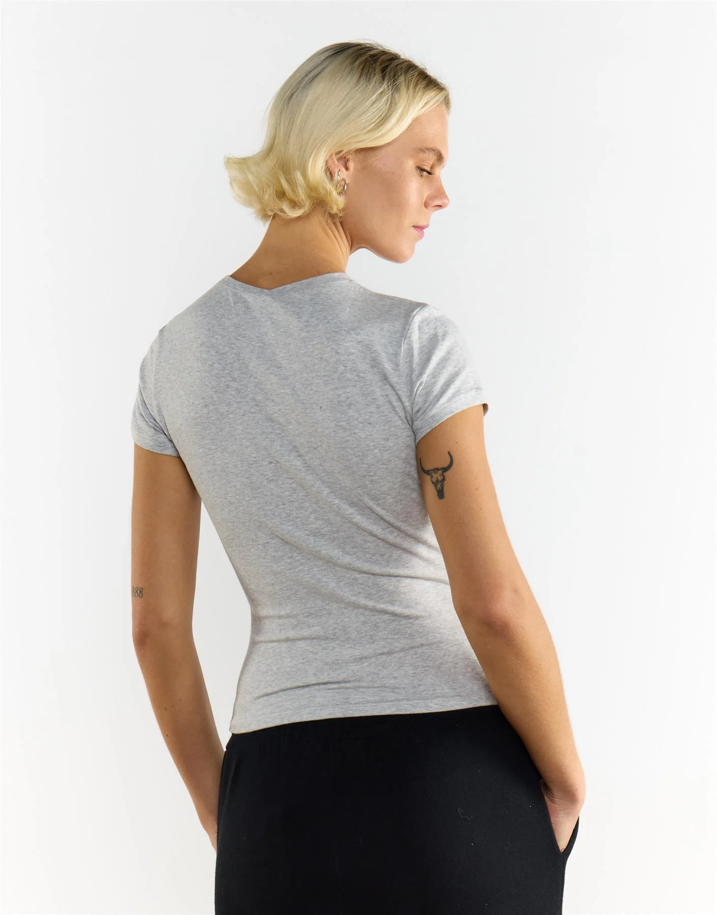 Light Grey Marl Fitness Short Sleeve Top - Image 2