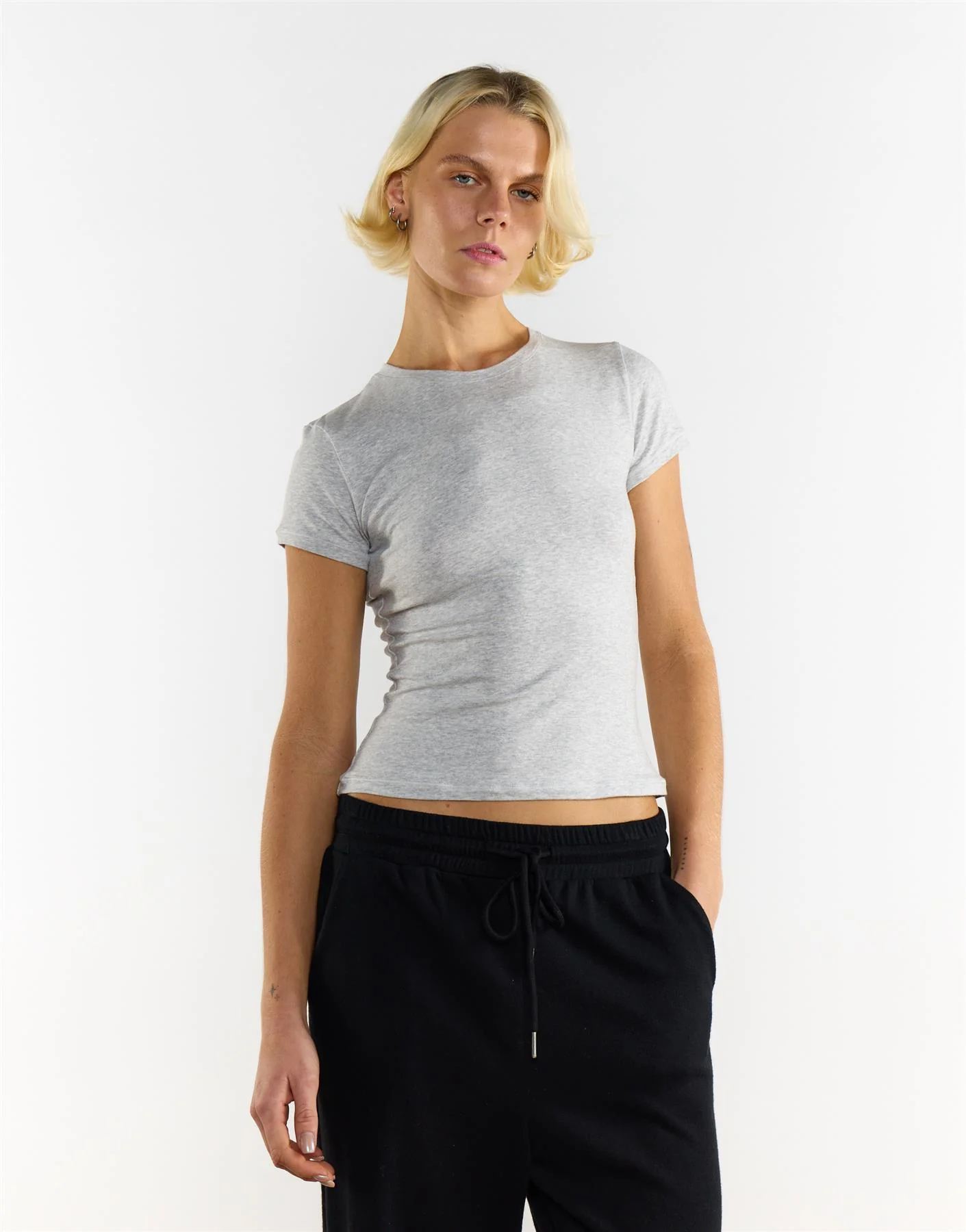 Light Grey Marl Fitness Short Sleeve Top - Image 4