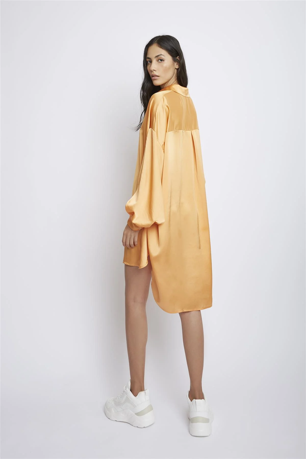 Light-Orange Button-Up Mini-Dress - Image 2