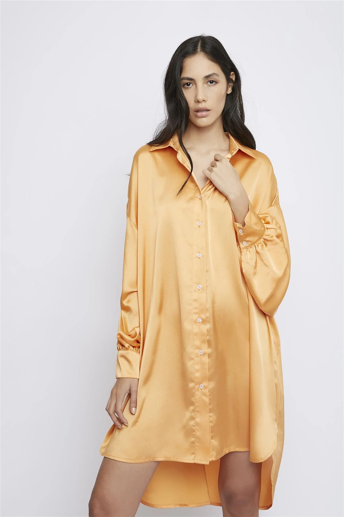 Light-Orange Button-Up Mini-Dress - Image 3