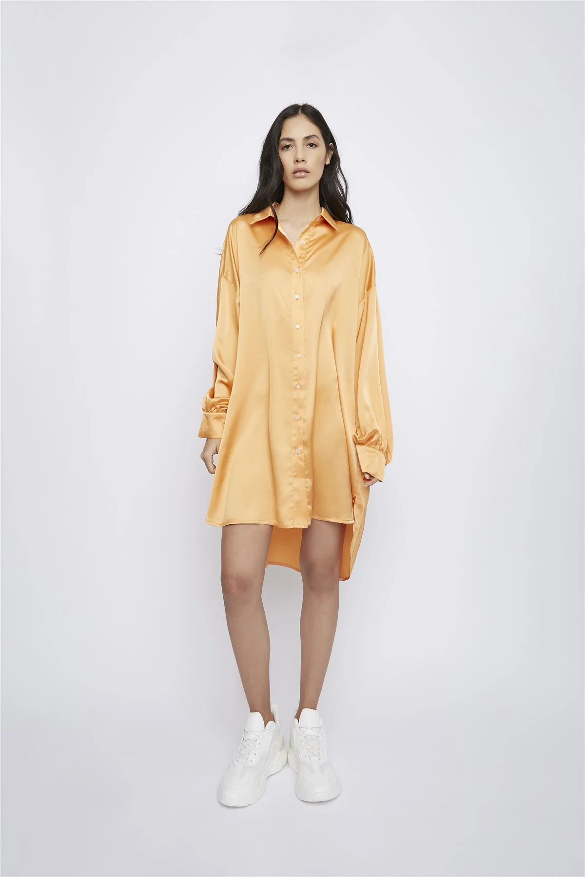 Light-Orange Button-Up Mini-Dress - Image 4