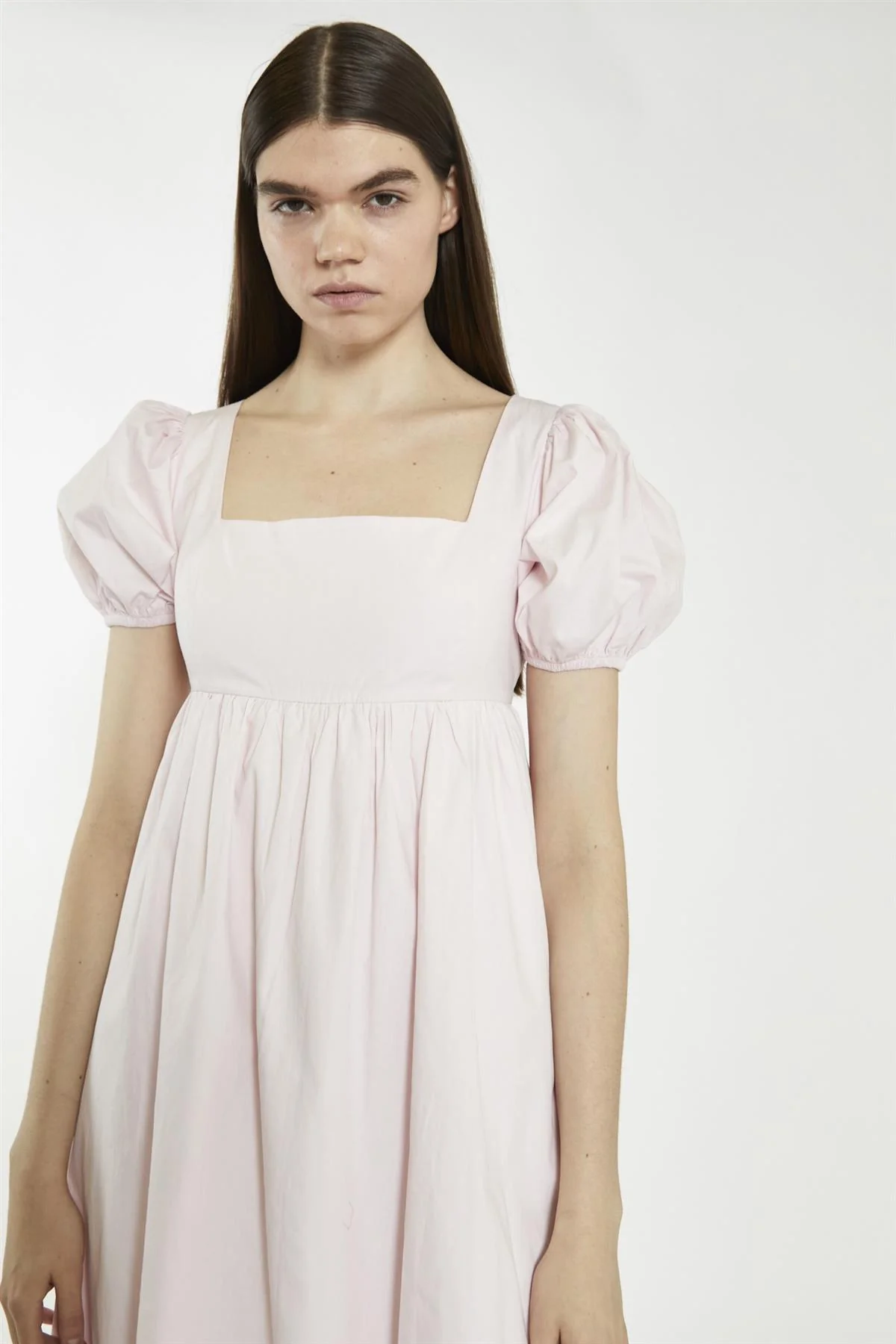Light Pink Balloon Short-Sleeve Midi-Dress - Image 3