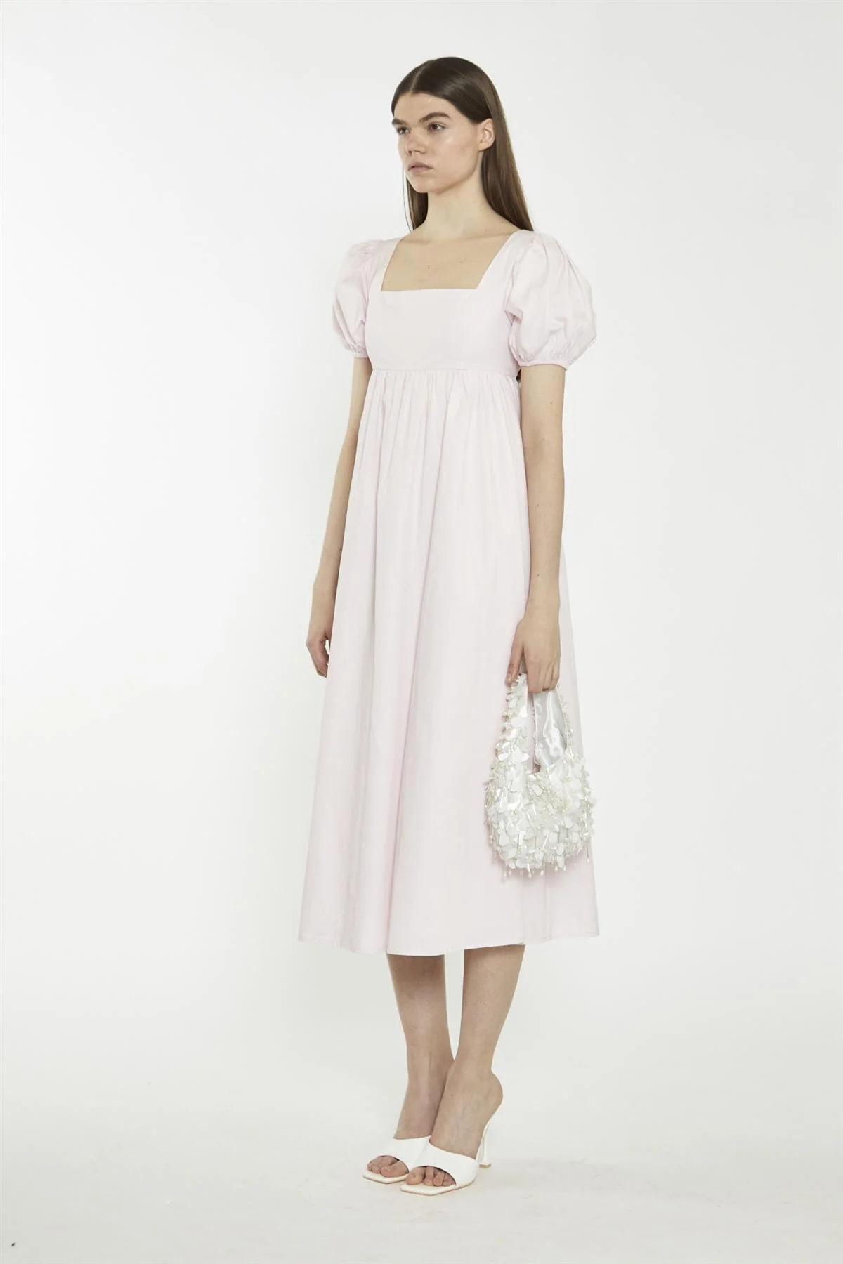 Light Pink Balloon Short-Sleeve Midi-Dress - Image 4