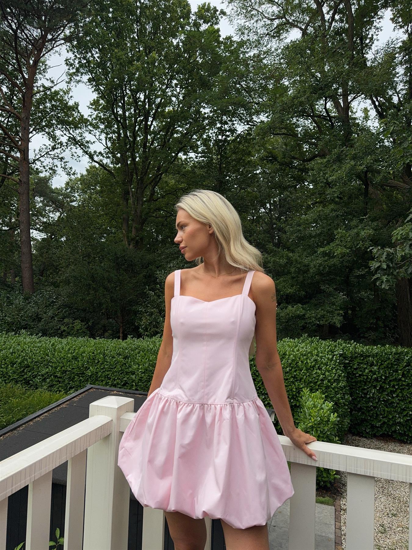 Light Pink Balloon Skirt Mini-Dress - Image 5