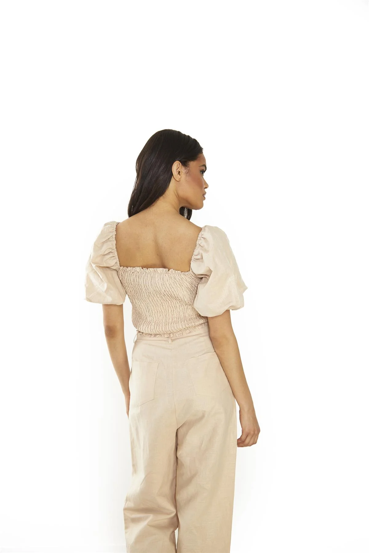 Light Stone Shirred Crop-Top - Image 2