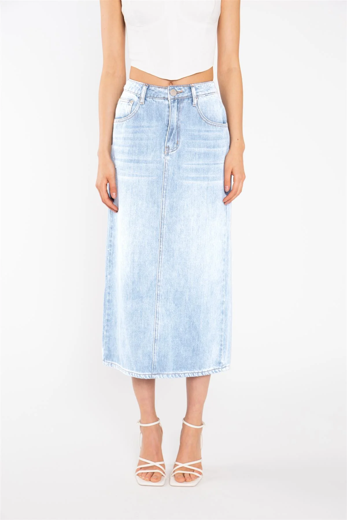 Light Stonewash Straight-Fit Maxi-Skirt - Image 3