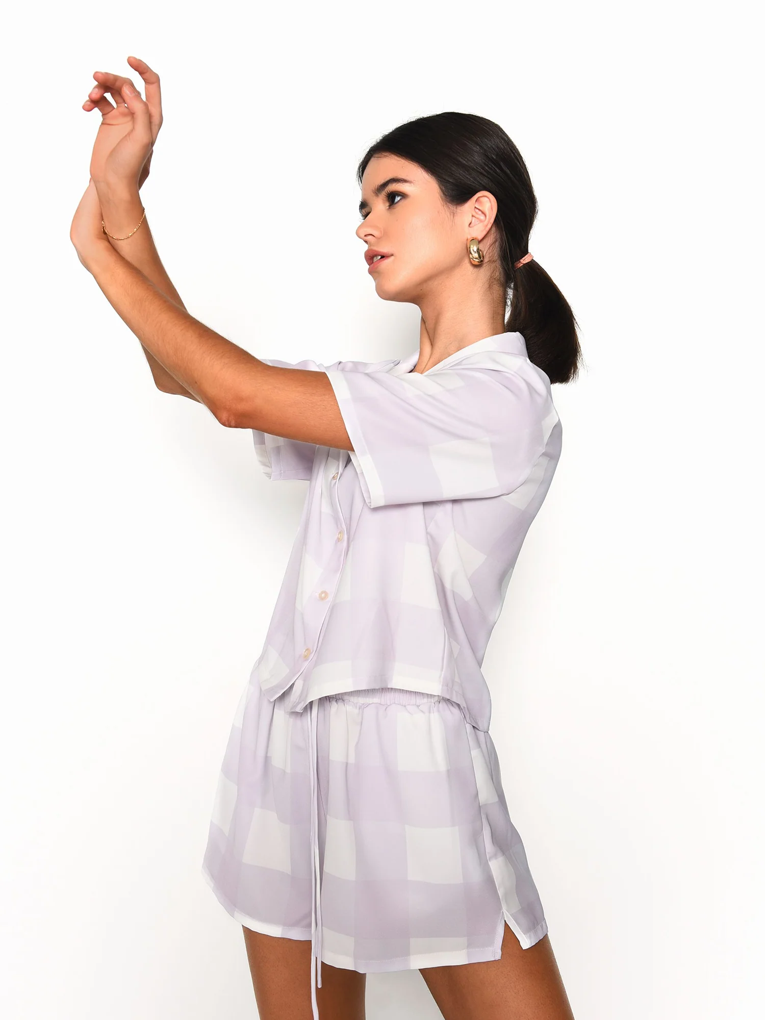 Glamorous Lilac Checkerboard Shorts - Image 2