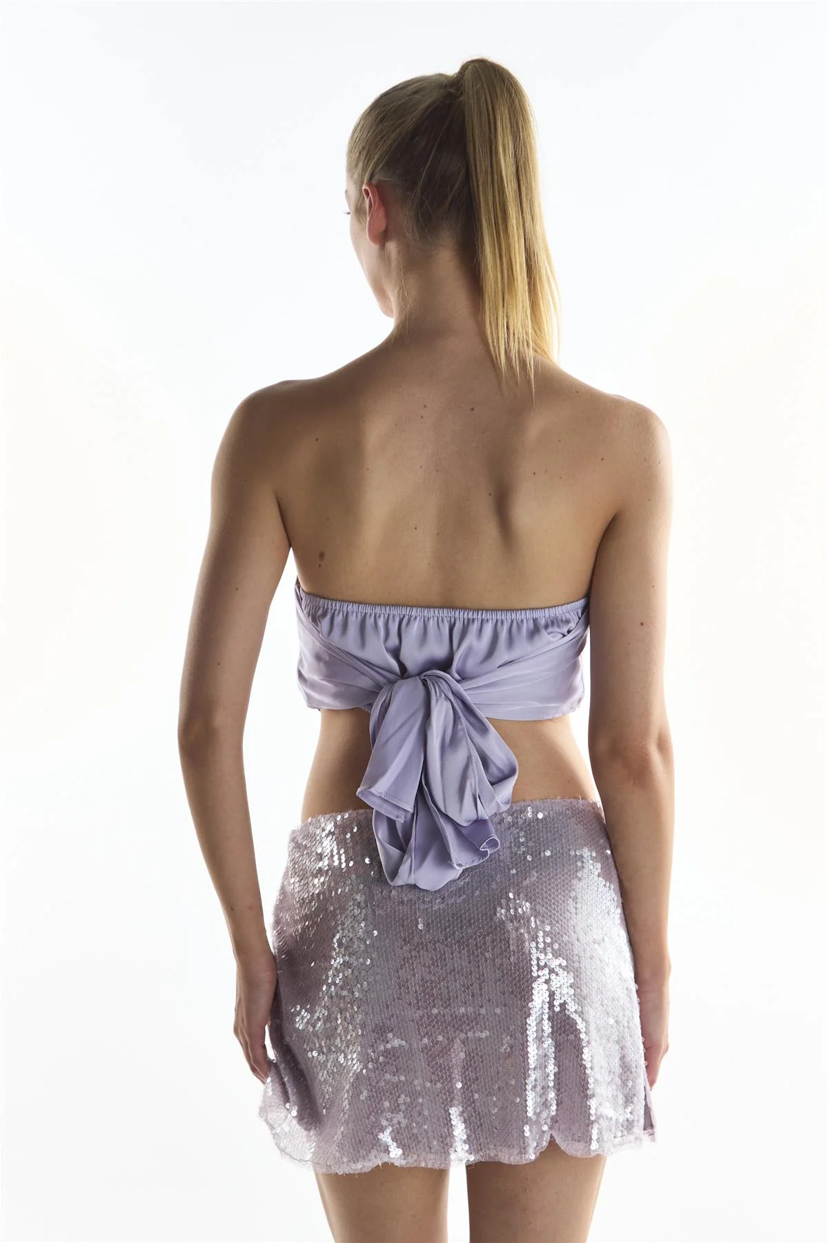Lilac Sateen Badana Strapless Top - Image 2