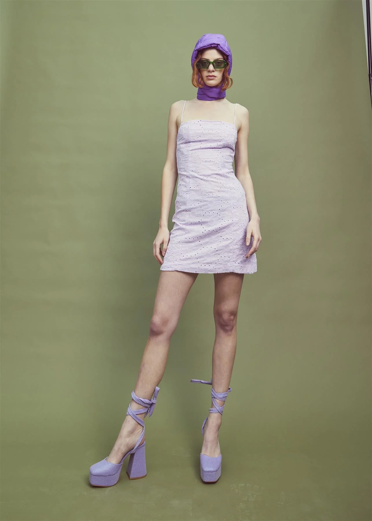 Lilac Strappy Mini Dress - Image 3