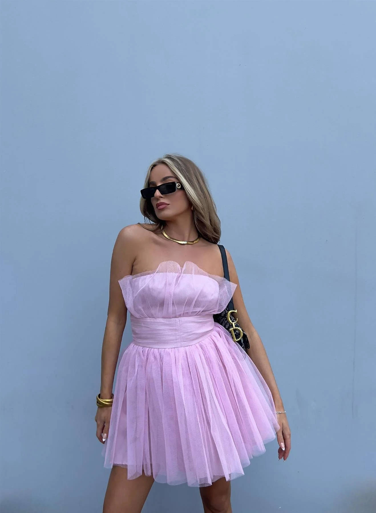 Liliana Bandeau Mini Dress -Pretty Pink - Image 3