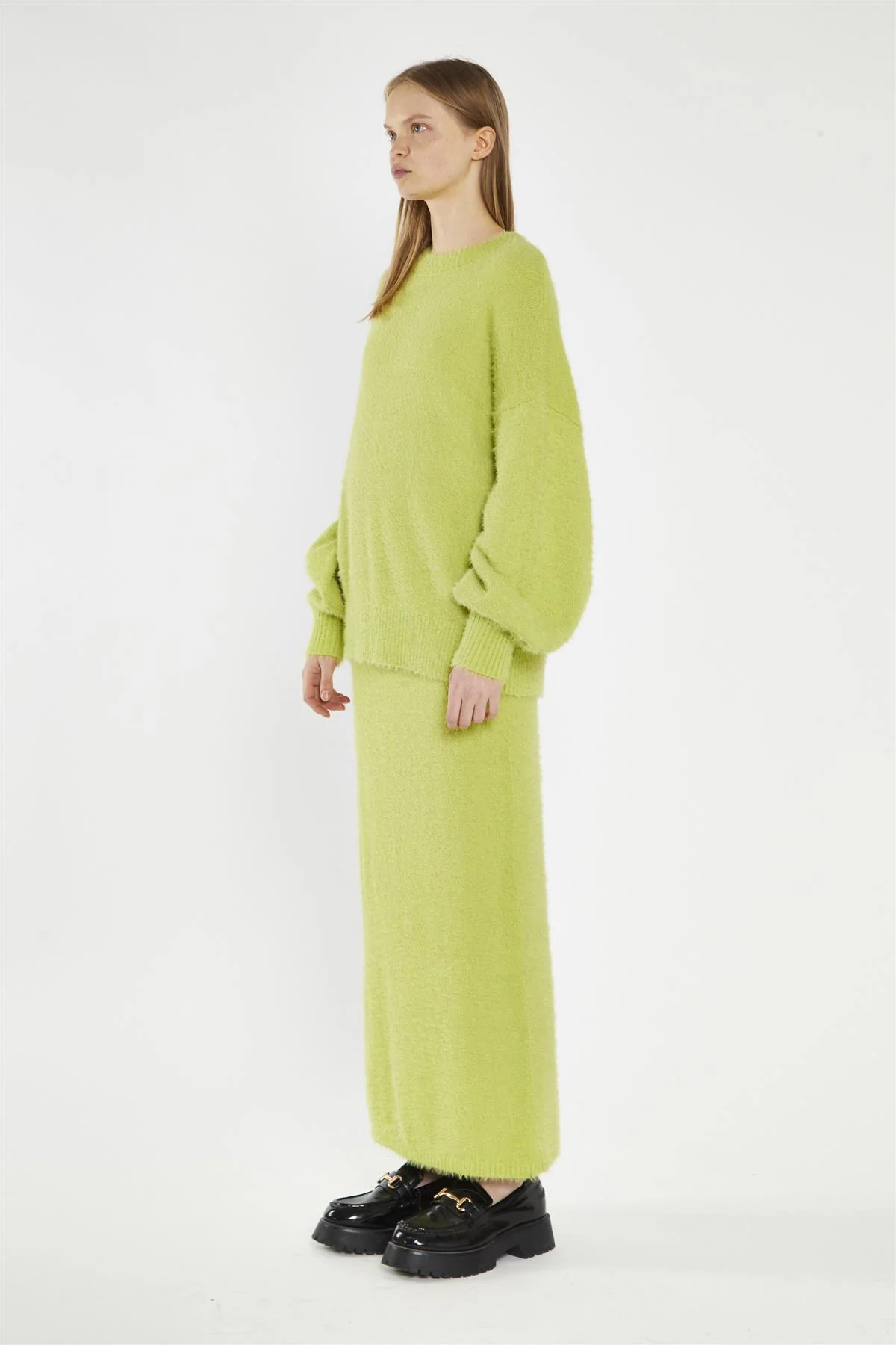 Lime-Green Knitted Maxi-Skirt - Image 4