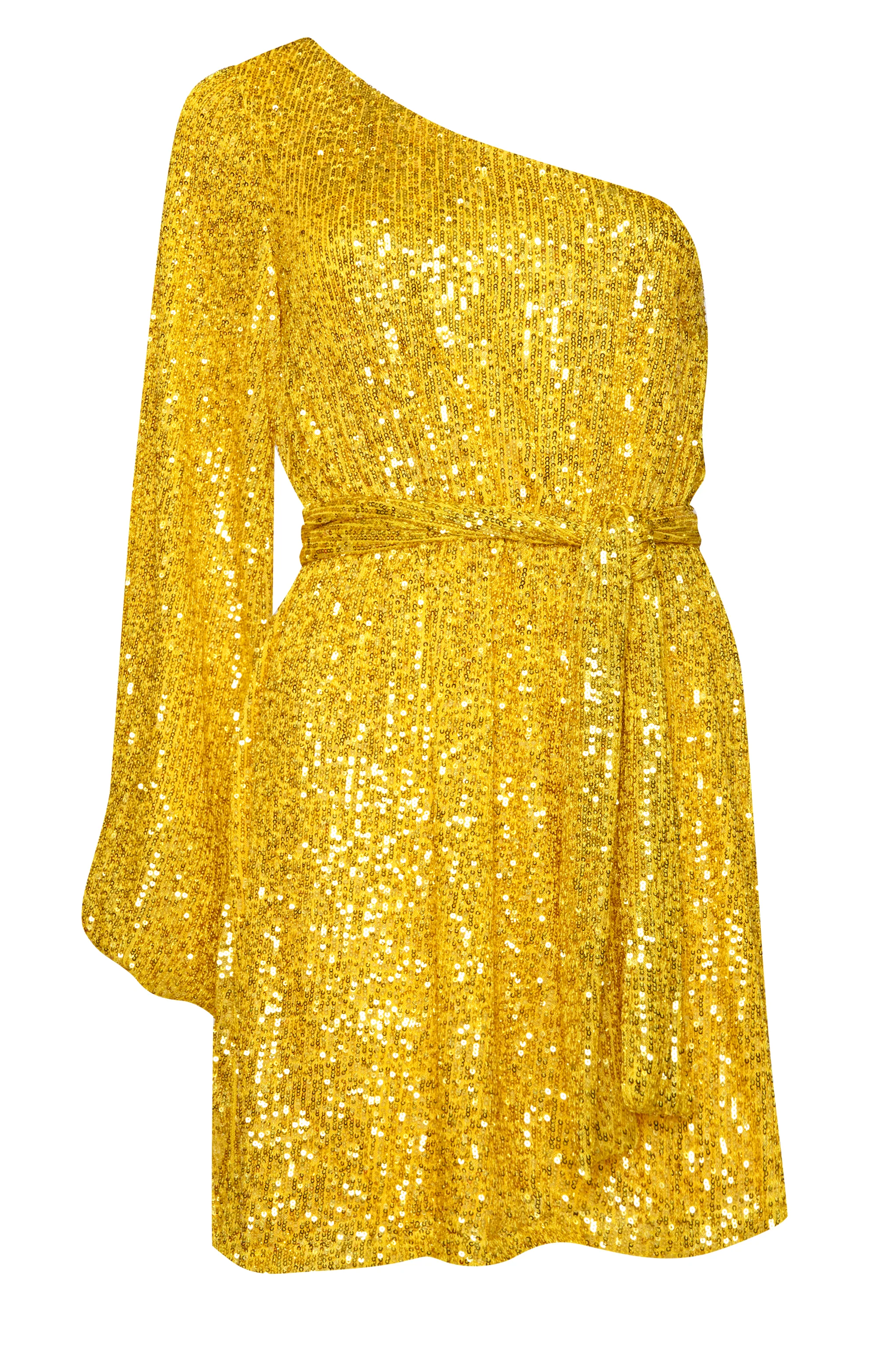 Glamorous Gold Sequin One Sleeve Mini Dress - Image 4