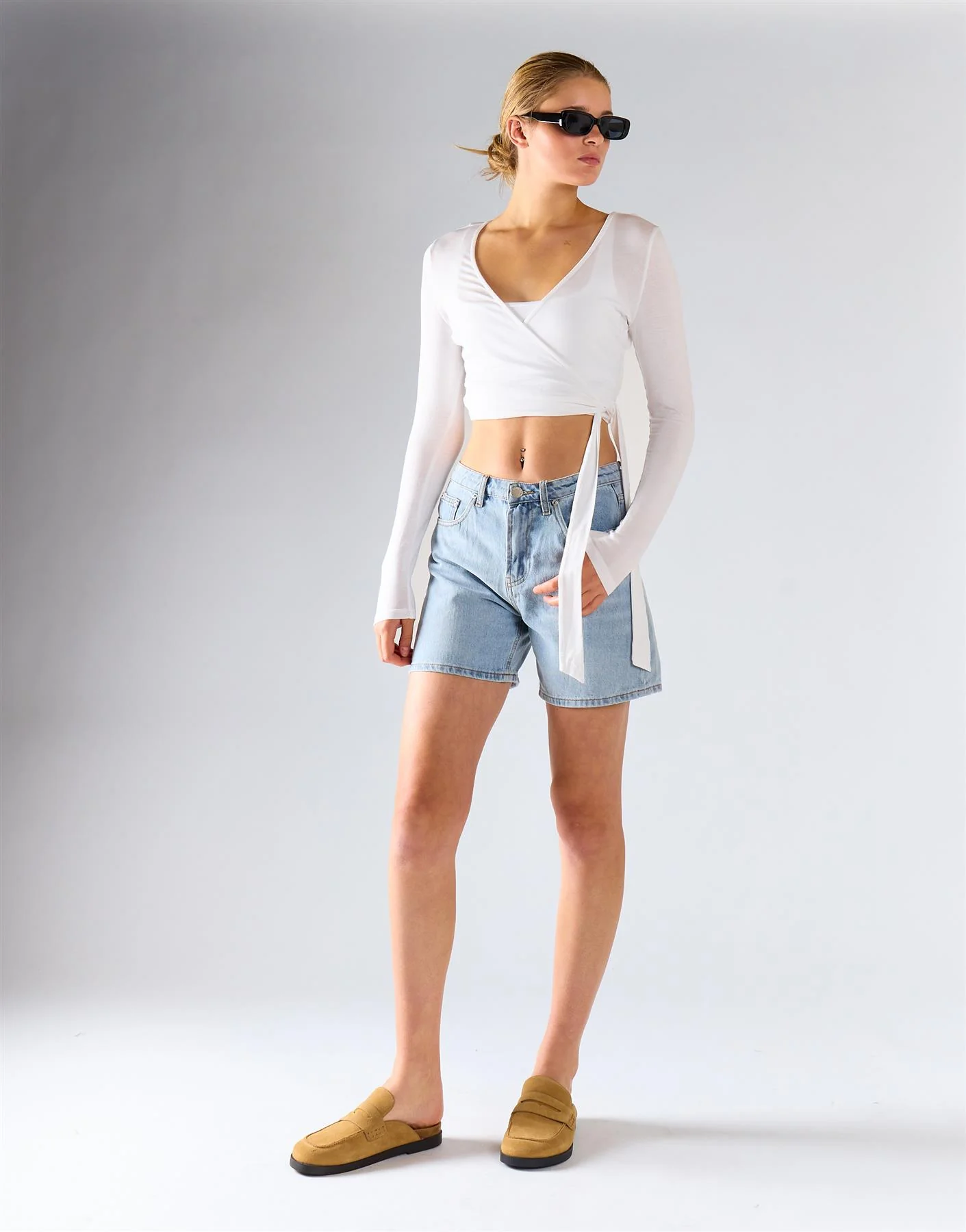 Long Sleeve Cropped Top - Cream