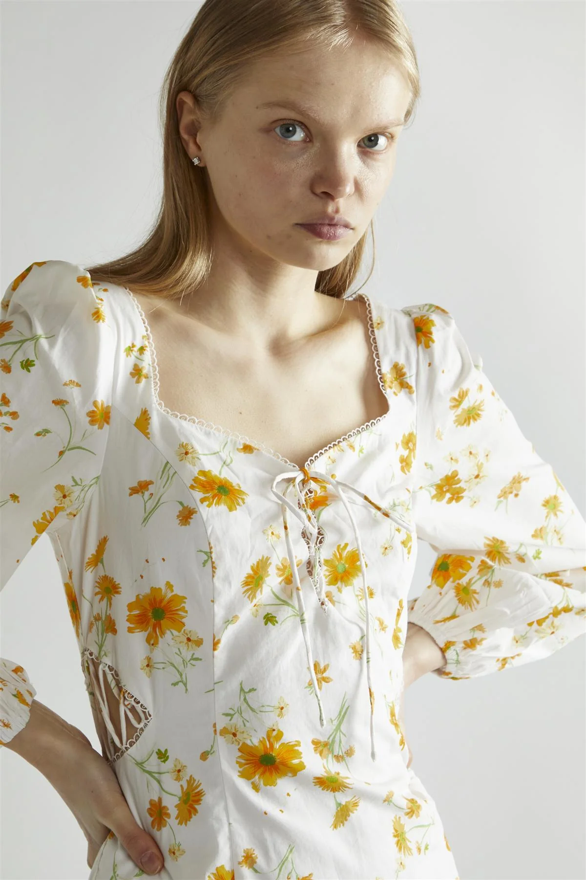 Marigold Floral A-Line Mini-Dress - Image 4
