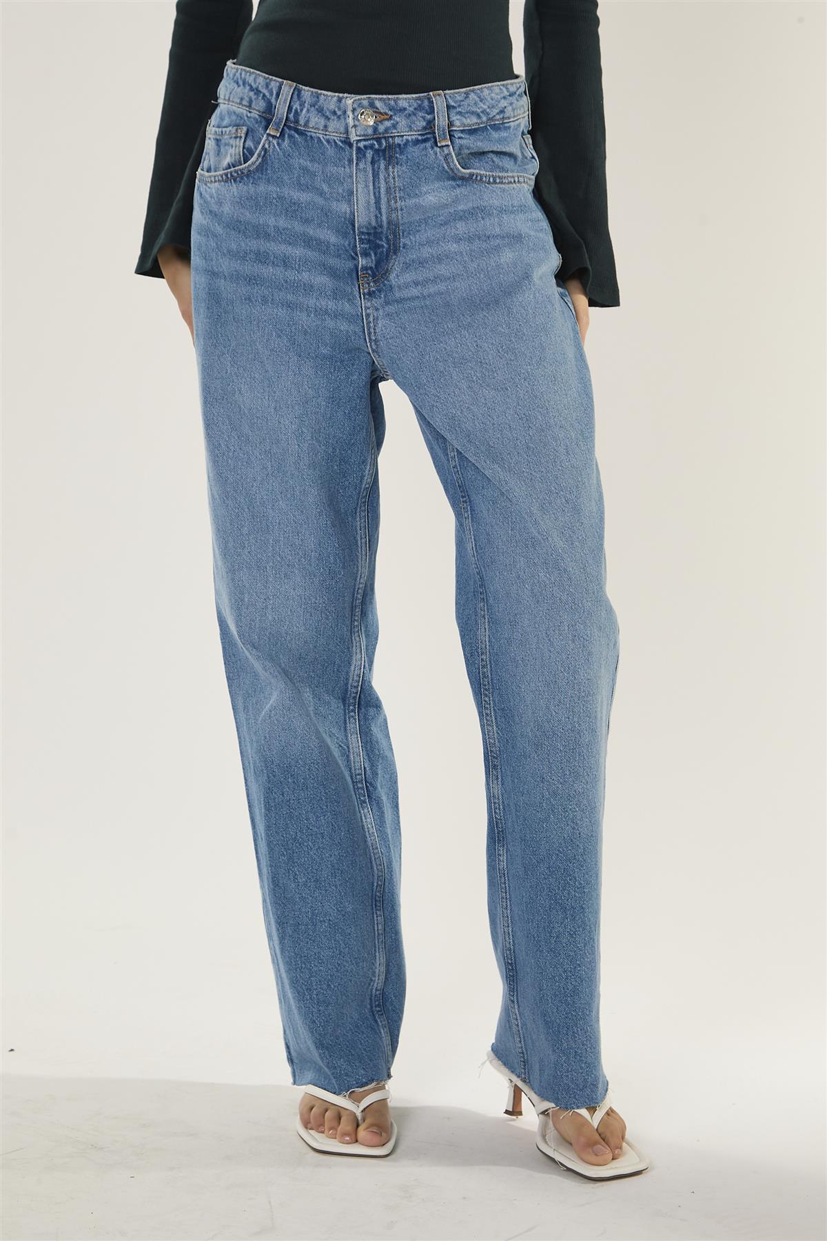 Mid Blue High Rise Straight-Leg Denim Jeans - Image 3