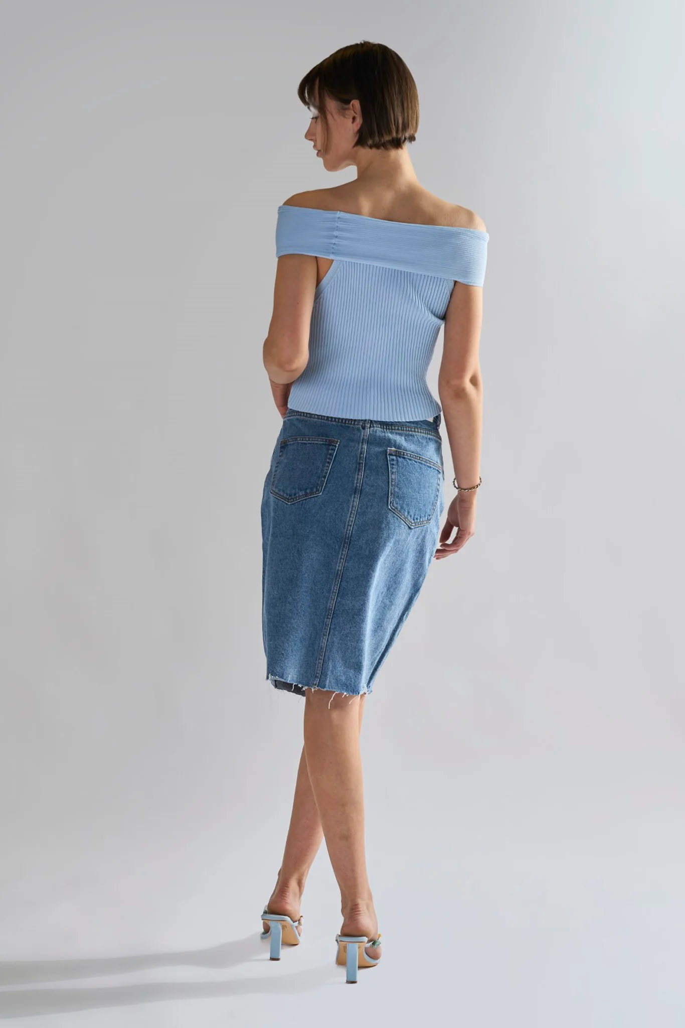 Mid Stone Split High Waisted Midi Skirt - Image 2