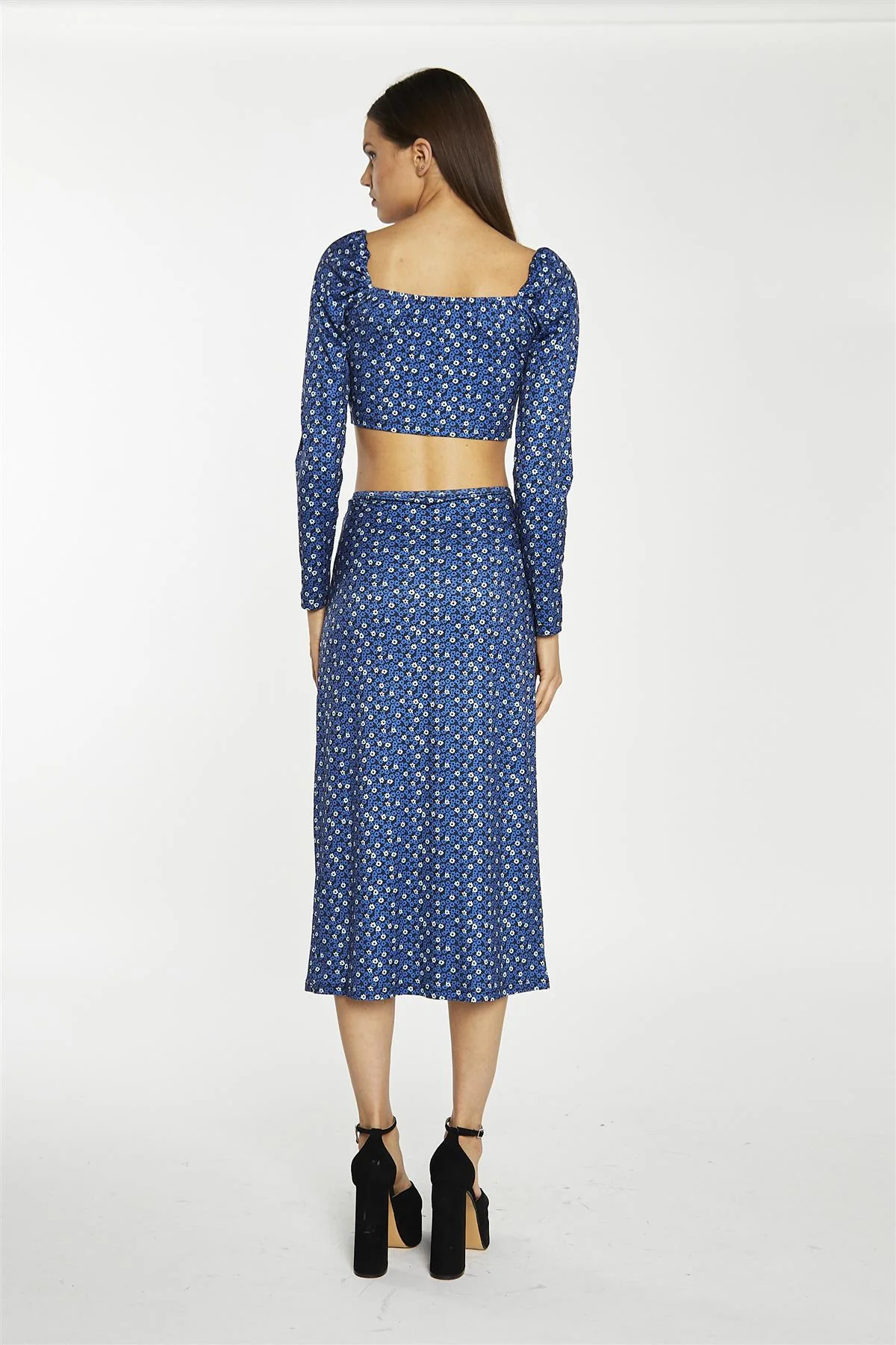 Midi Skirt - Blue Ditsy Flower - Image 2