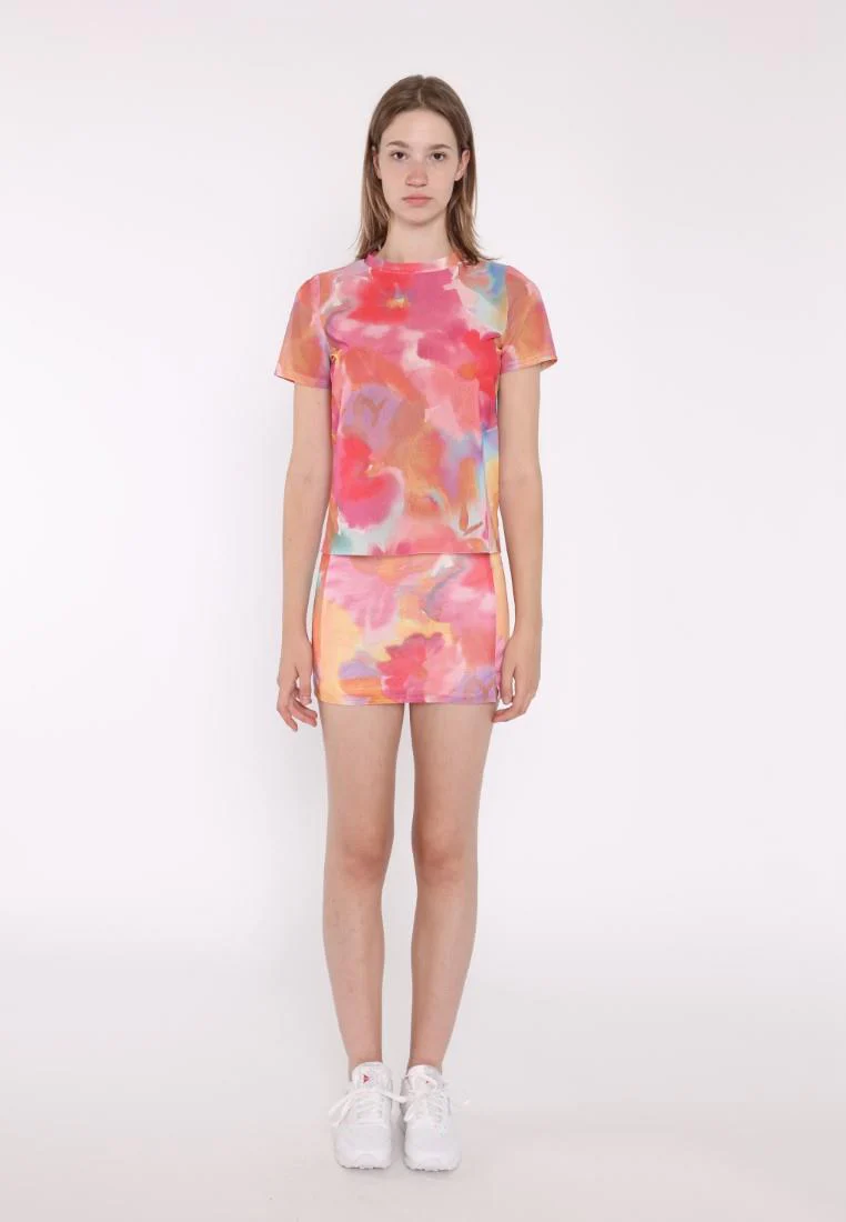 Mini Skirt - Multi Water Colour Flower - Image 3