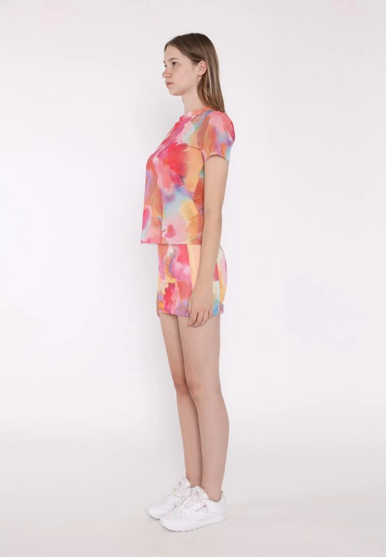 Mini Skirt - Multi Water Colour Flower - Image 4