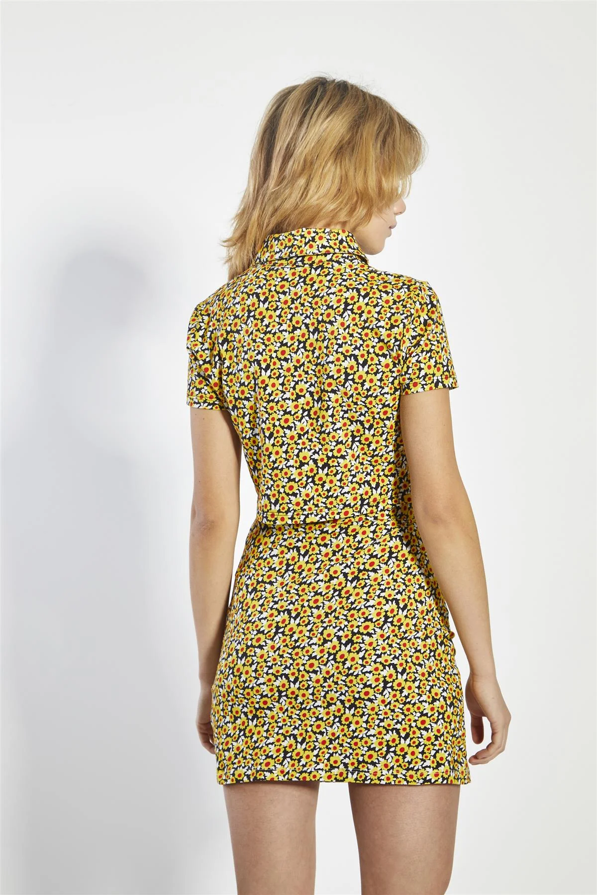 Mini Sunflower Collared Button Up Crop-Top - Image 2