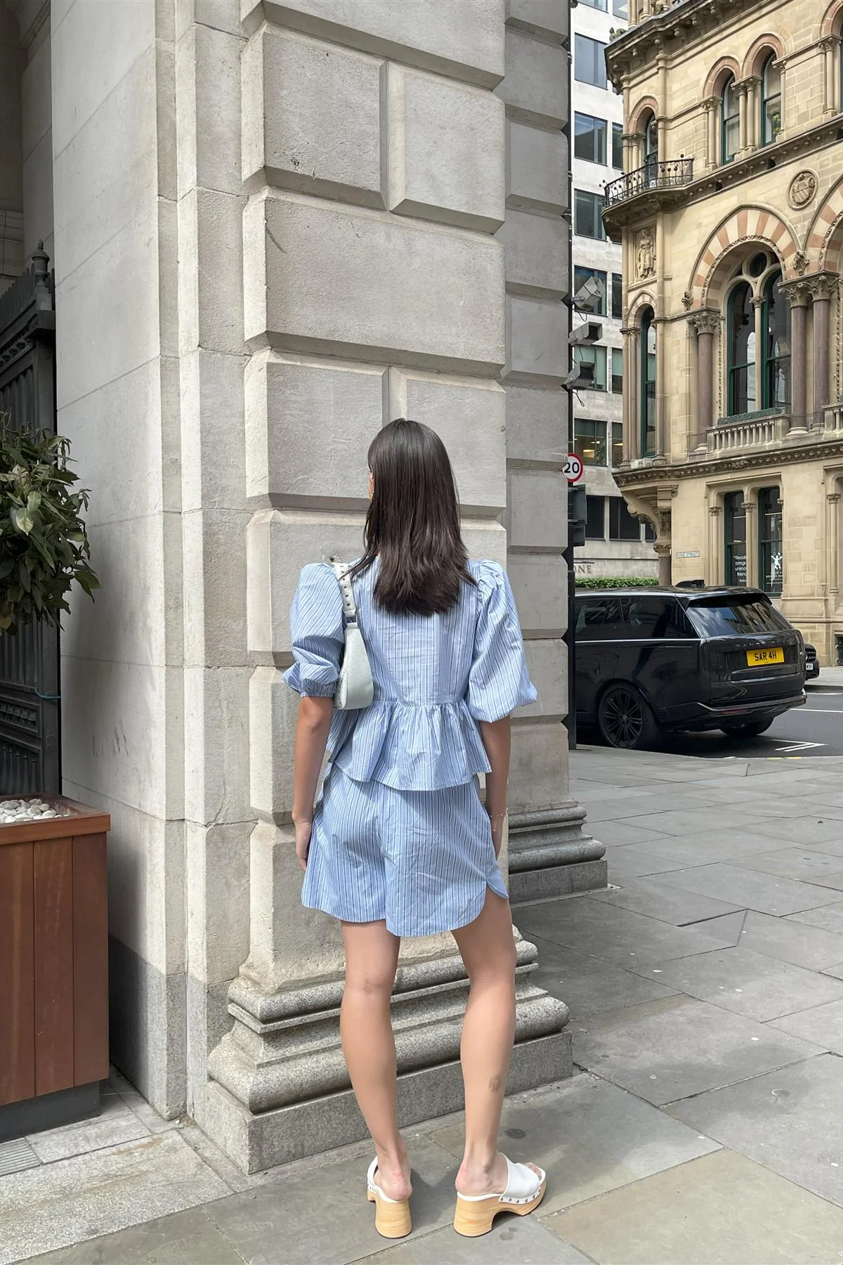 Mixed Blue Stripe Tie-Front Top - Image 2