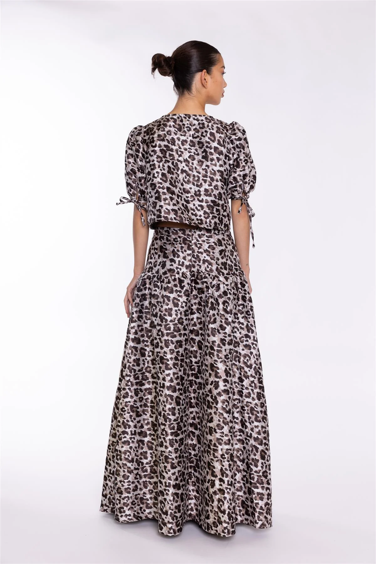 Mocha-Leopard Tie-Front Crop-Top - Image 2