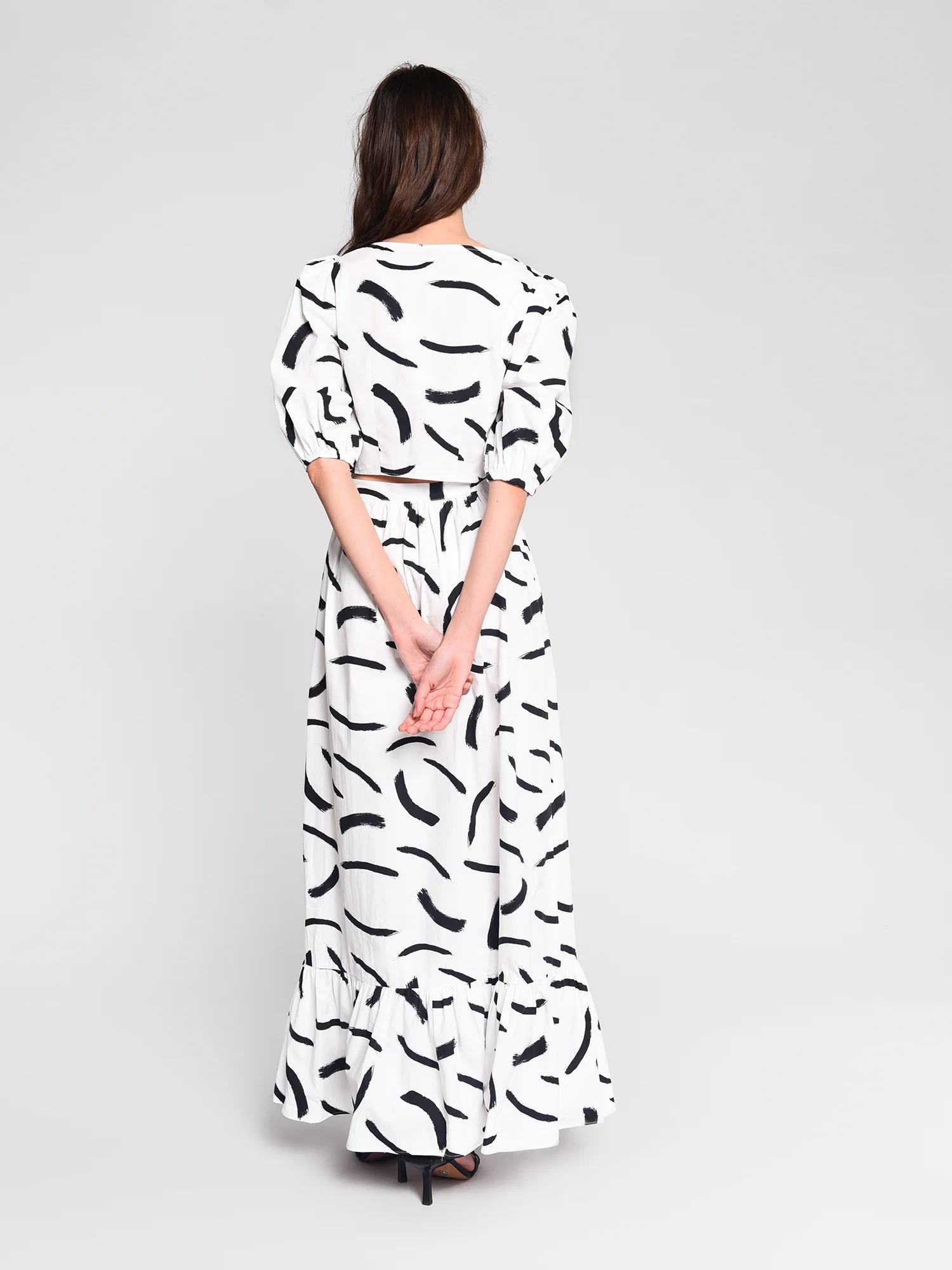 Glamorous Mono Brush Stroke Maxi Skirt - Image 3