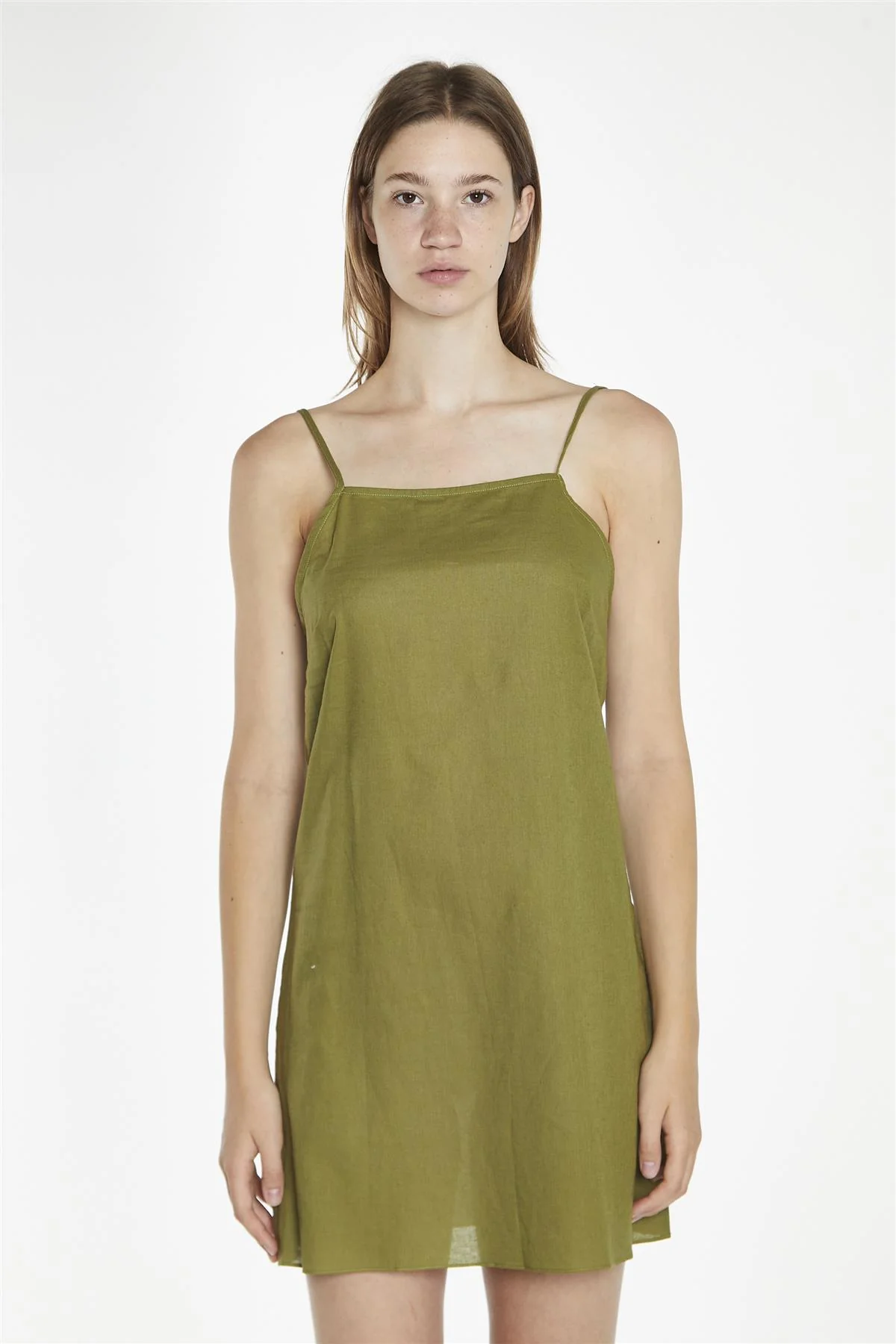 Moss-Green Strappy Cami Mini-Dress - Image 3