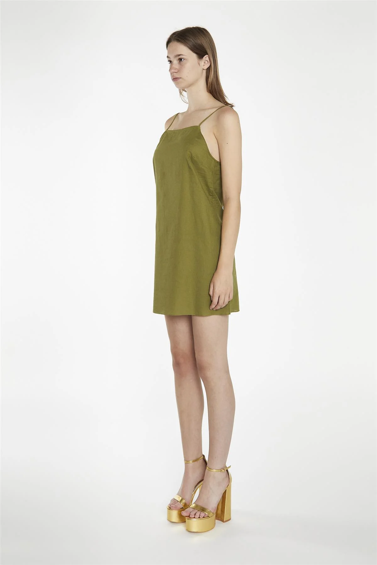 Moss-Green Strappy Cami Mini-Dress - Image 4