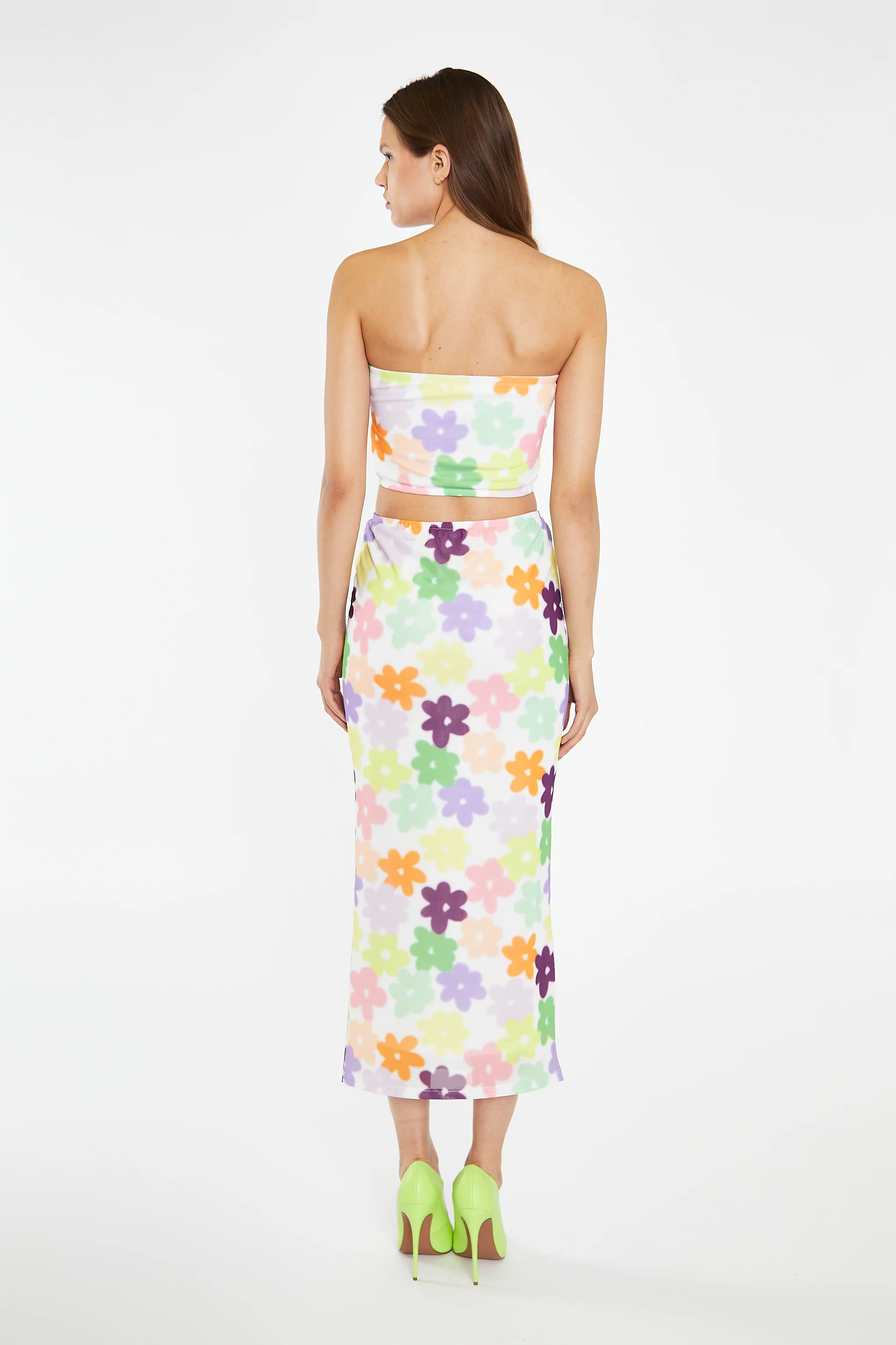 Multi-Flower Mesh Bandeau Crop-Top - Image 2