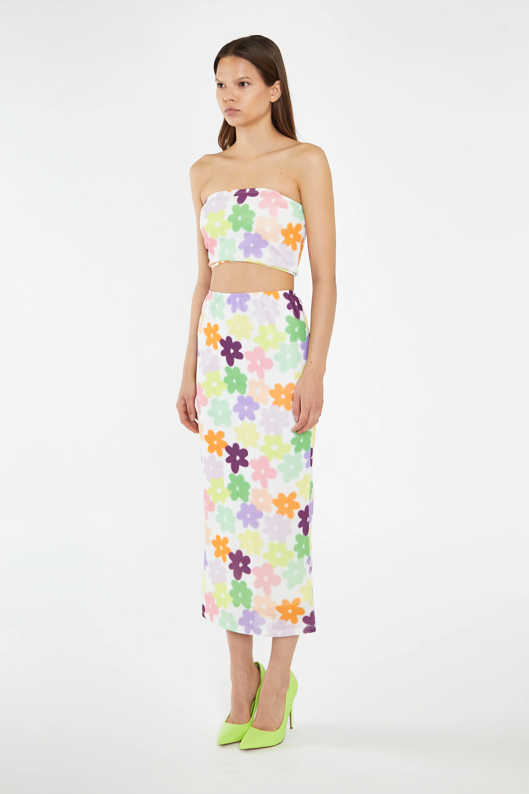 Multi-Flower Mesh Bandeau Crop-Top - Image 4
