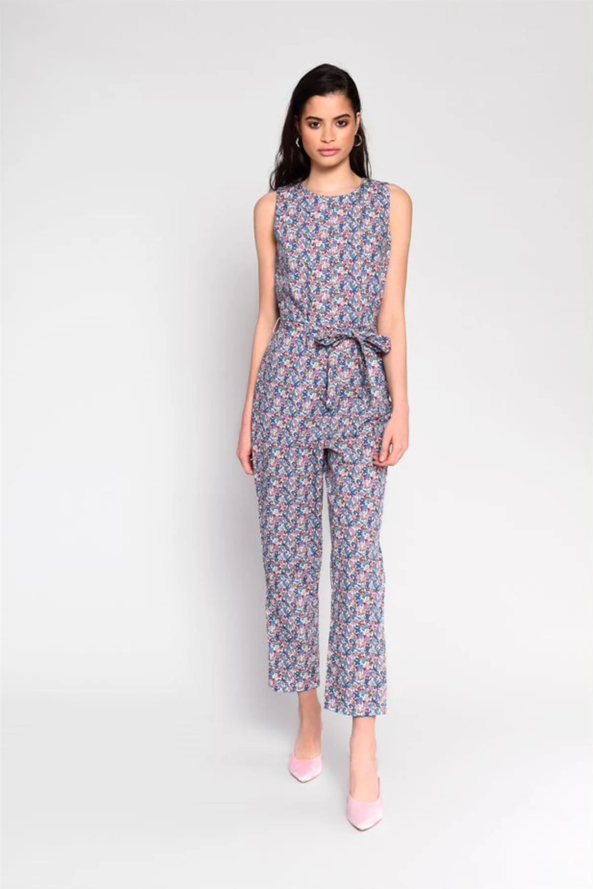 Multi-Fruit Print Tie Waist Sleeveless-Jumpsuit - Image 3